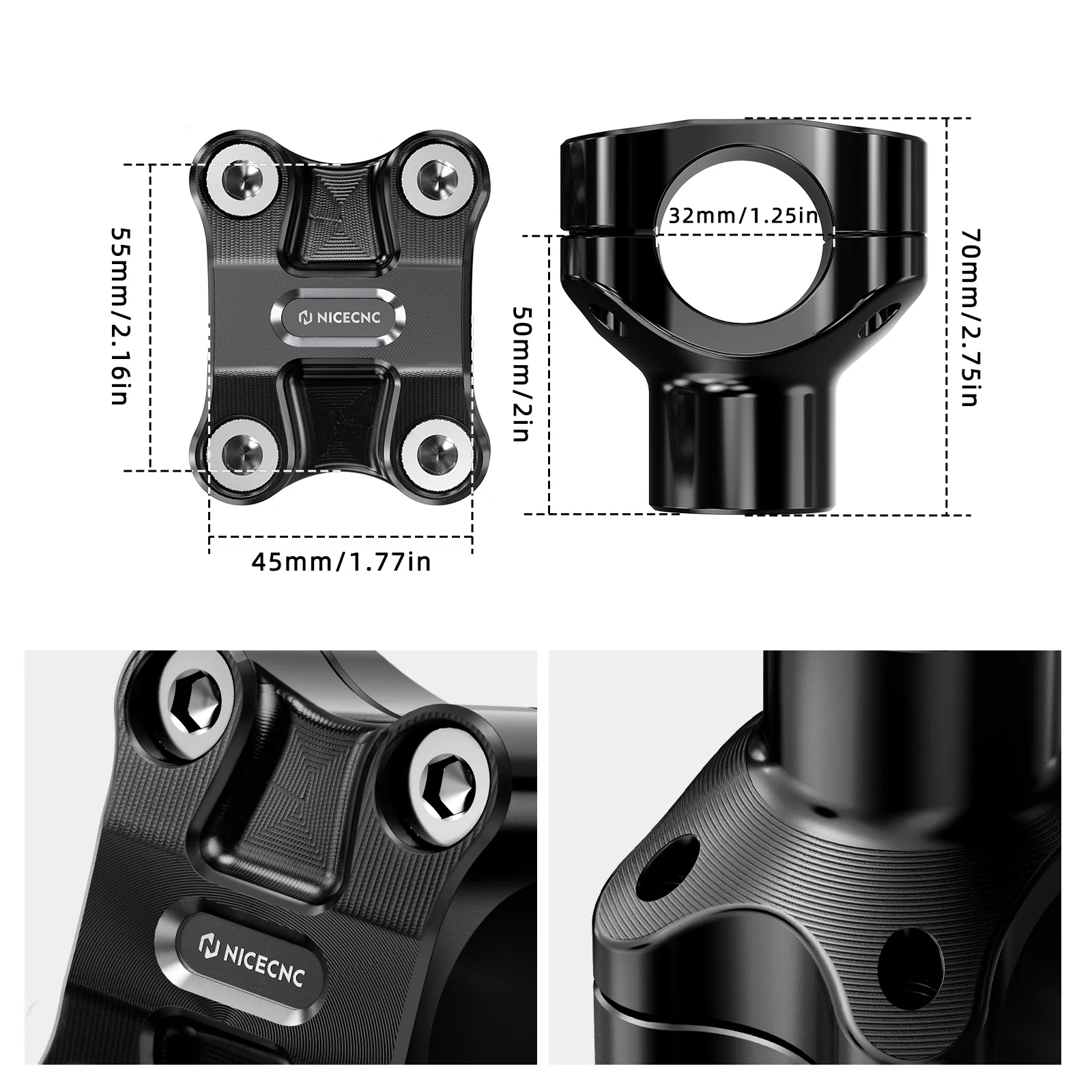 2" Handlebar Risers For Harley Dyna Low Rider Street Bob Super Glide 1.25" Bar - Image 13