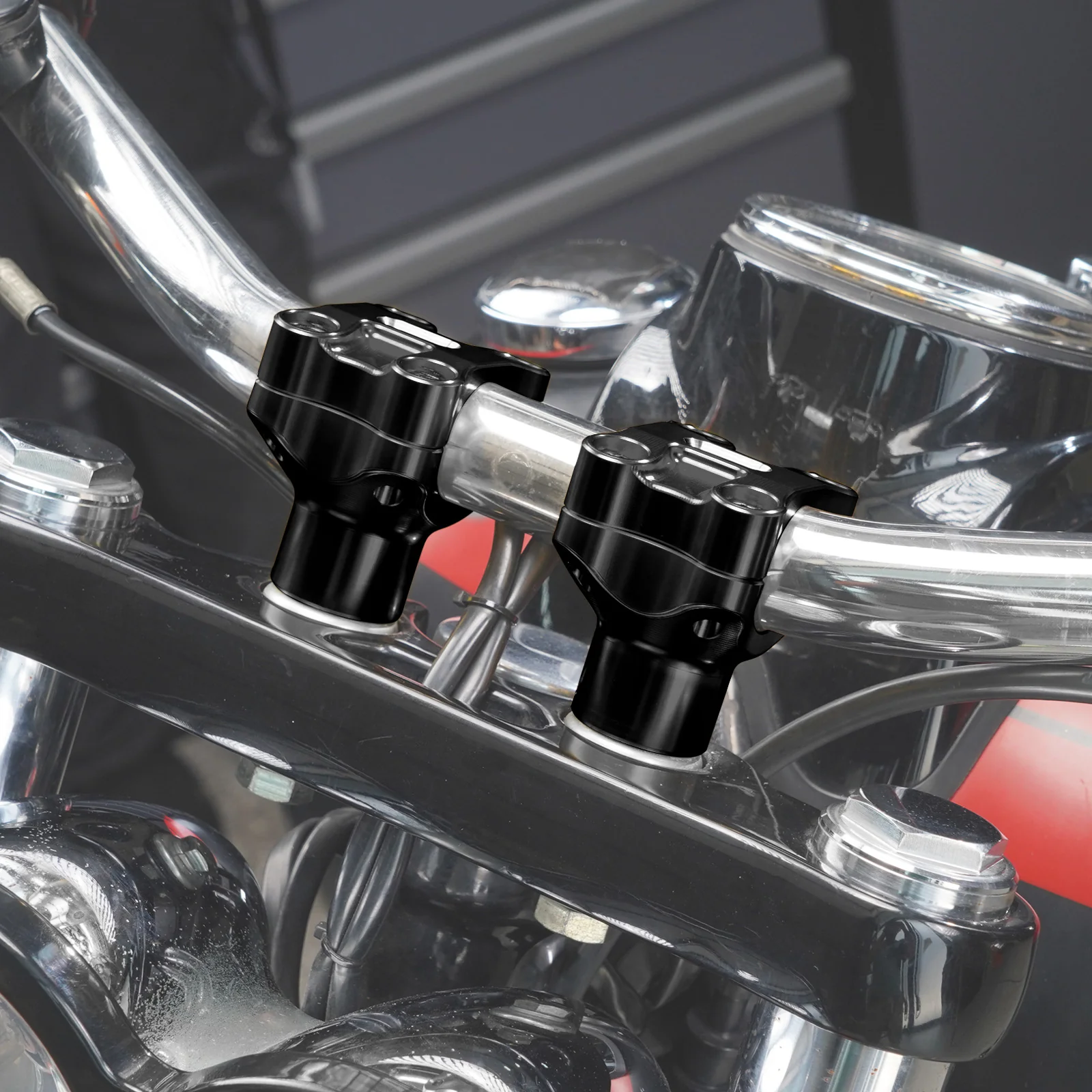 2" Handlebar Risers For Harley Dyna Low Rider Street Bob Super Glide 1.25" Bar - Image 15