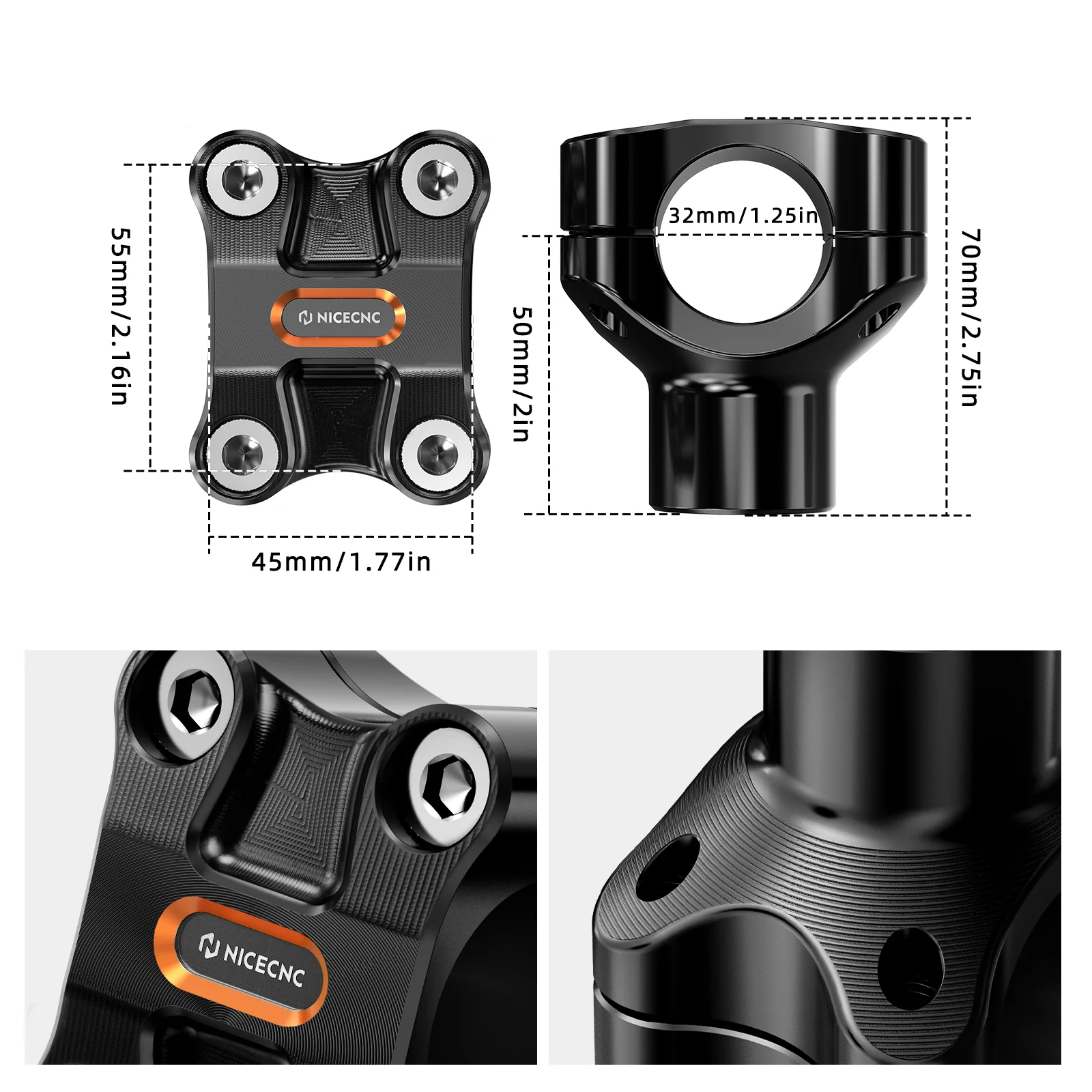 2" Handlebar Risers For Harley Dyna Low Rider Street Bob Super Glide 1.25" Bar - Image 6