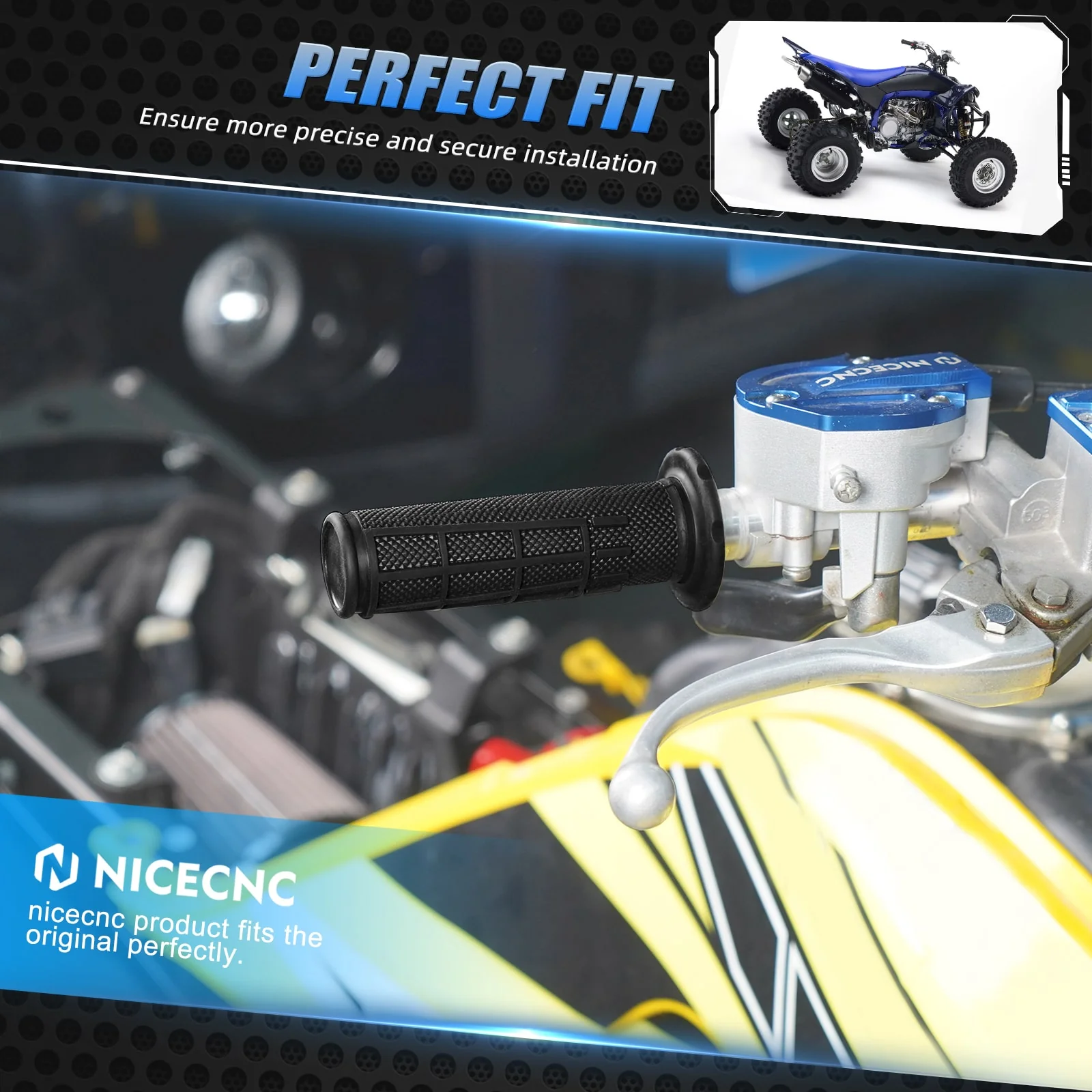 Left + Right 7/8" Handlebar Rubber Hand Grips For Yamaha Raptor 700 Polaris Sportsman 570 - Image 2