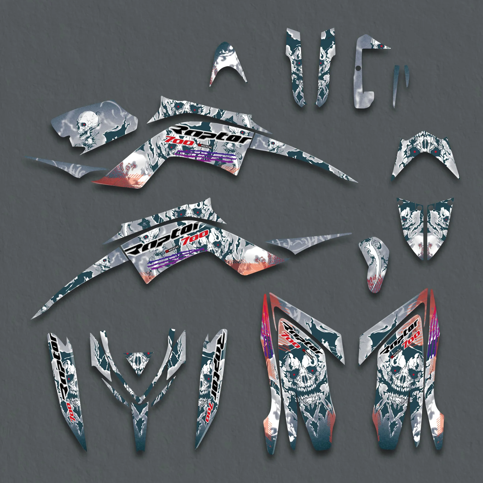 ATV Decals Full Graphics Background Stickers Kit For YAMAHA RAPTOR 700 2013-2023 - Image 2