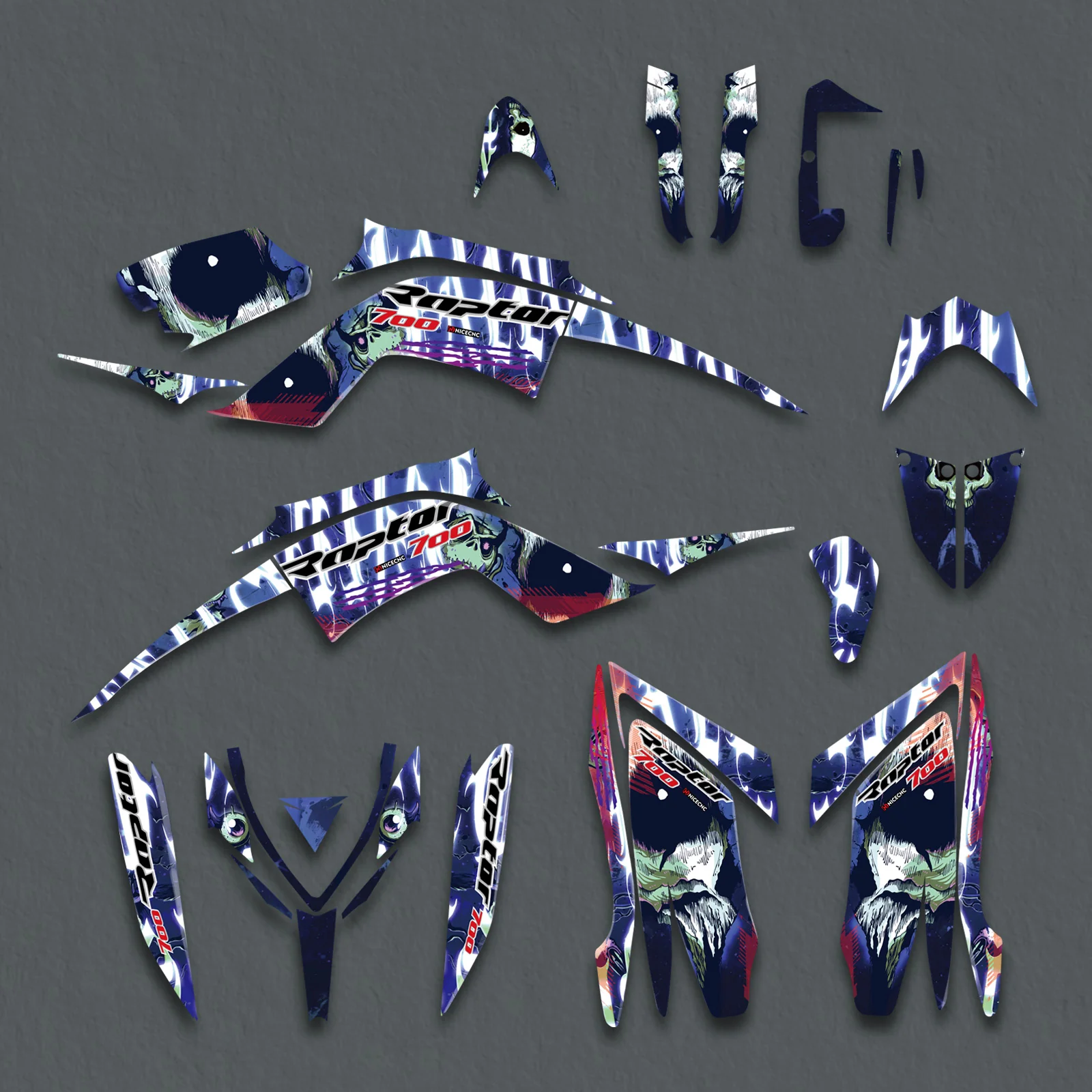 ATV Decals Full Graphics Background Stickers Kit For YAMAHA RAPTOR 700 2013-2023 - Image 5
