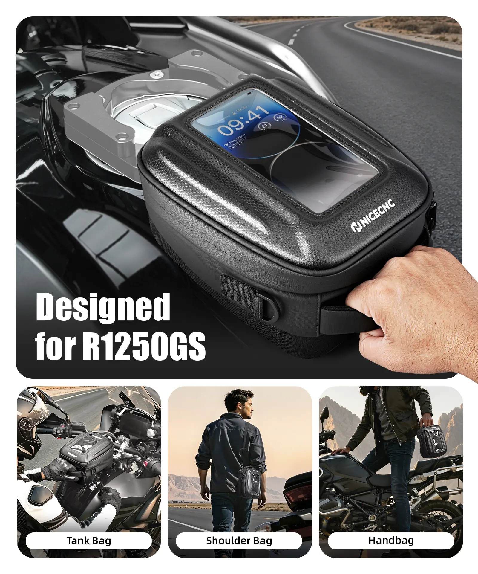 Quick-Release Motorcycle Tank Bag For BMW R 1250 GS Push-Pull Lock System Waterproof - Image 11