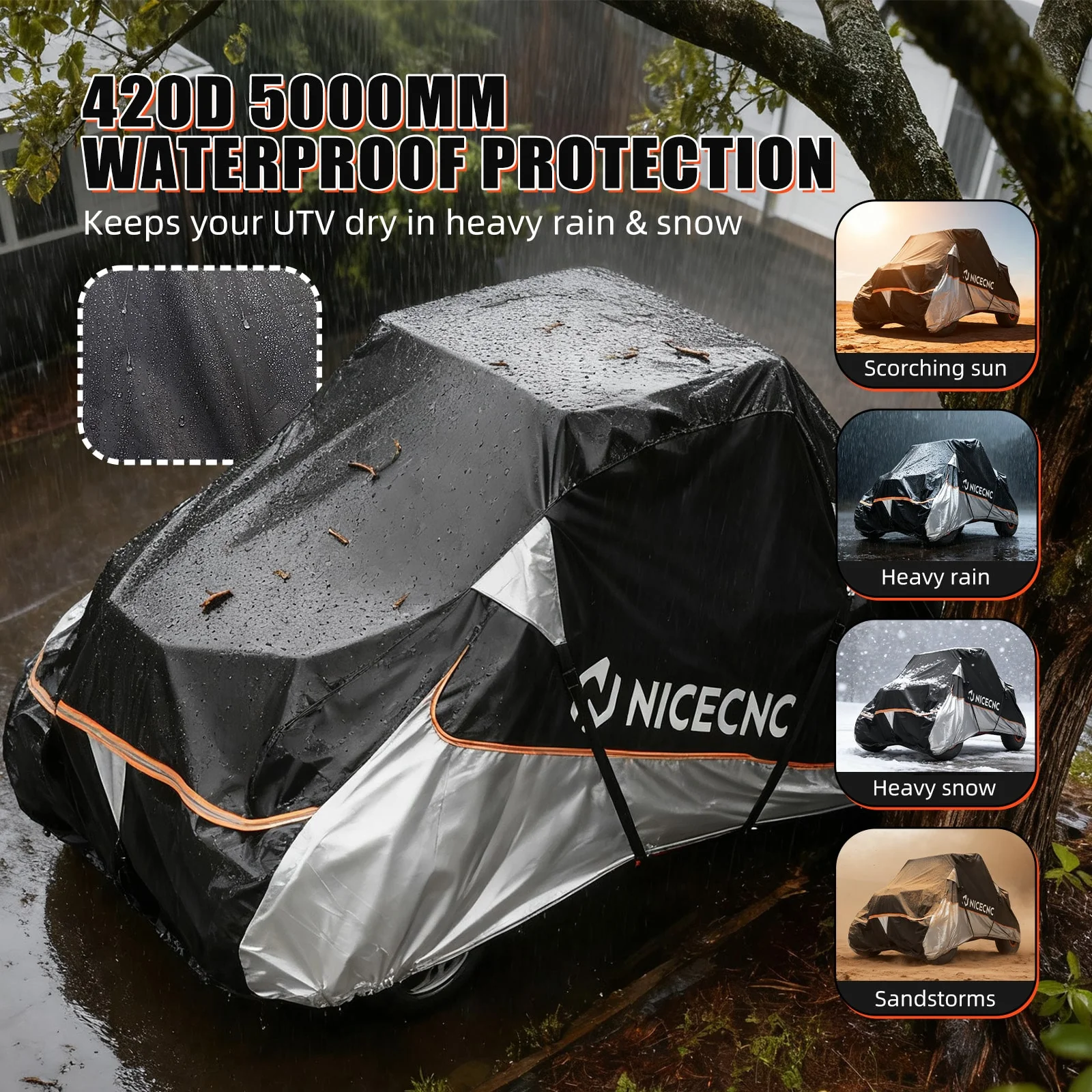 Heavy Duty UTV Cover Dust Cloth w/PU Coating 133"x75"x62" For Can-Am Maverick X3 - Image 9