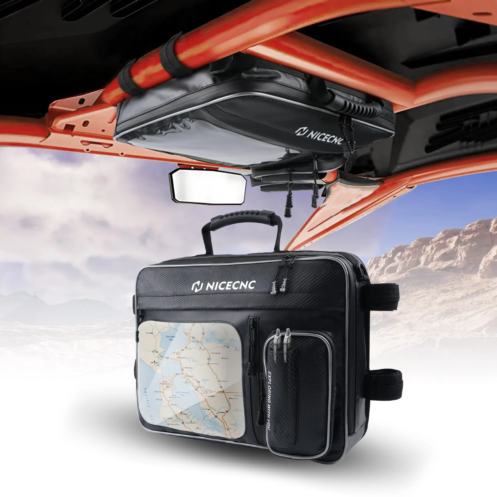 Upgraded Overhead UTV Storage Roof Bag Large Capacity 1680D Oxford Fabric For Can Am Maverick X3 - Image 6