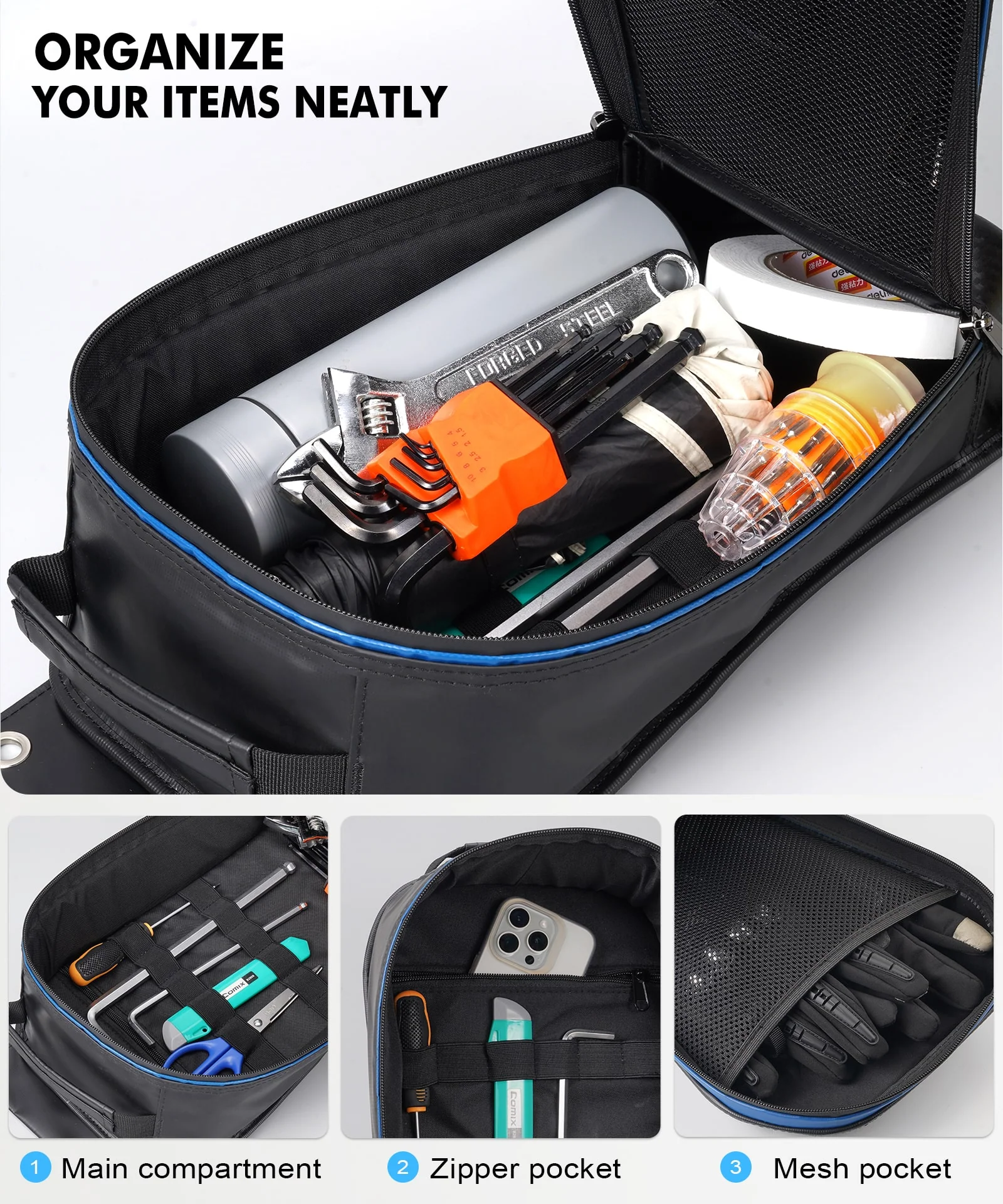 UTV Upgraded Center Seat Storage Tool Bag For Polaris RZR PRO XP 4 - Image 10