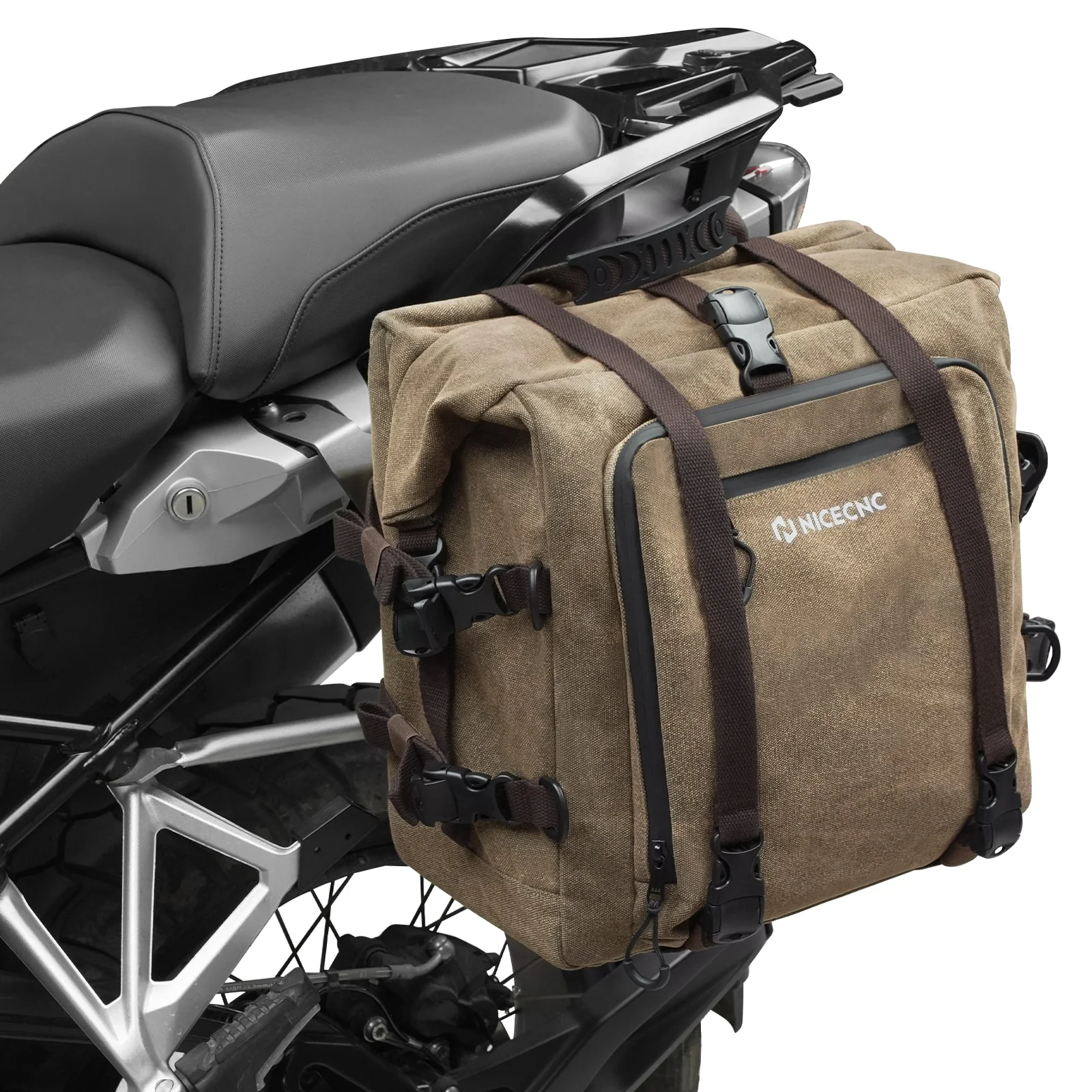 Cotton Canvas 30L Quick-Release Motorcycle Rear Luggage Pannier Rack Saddle Bag Waterproof