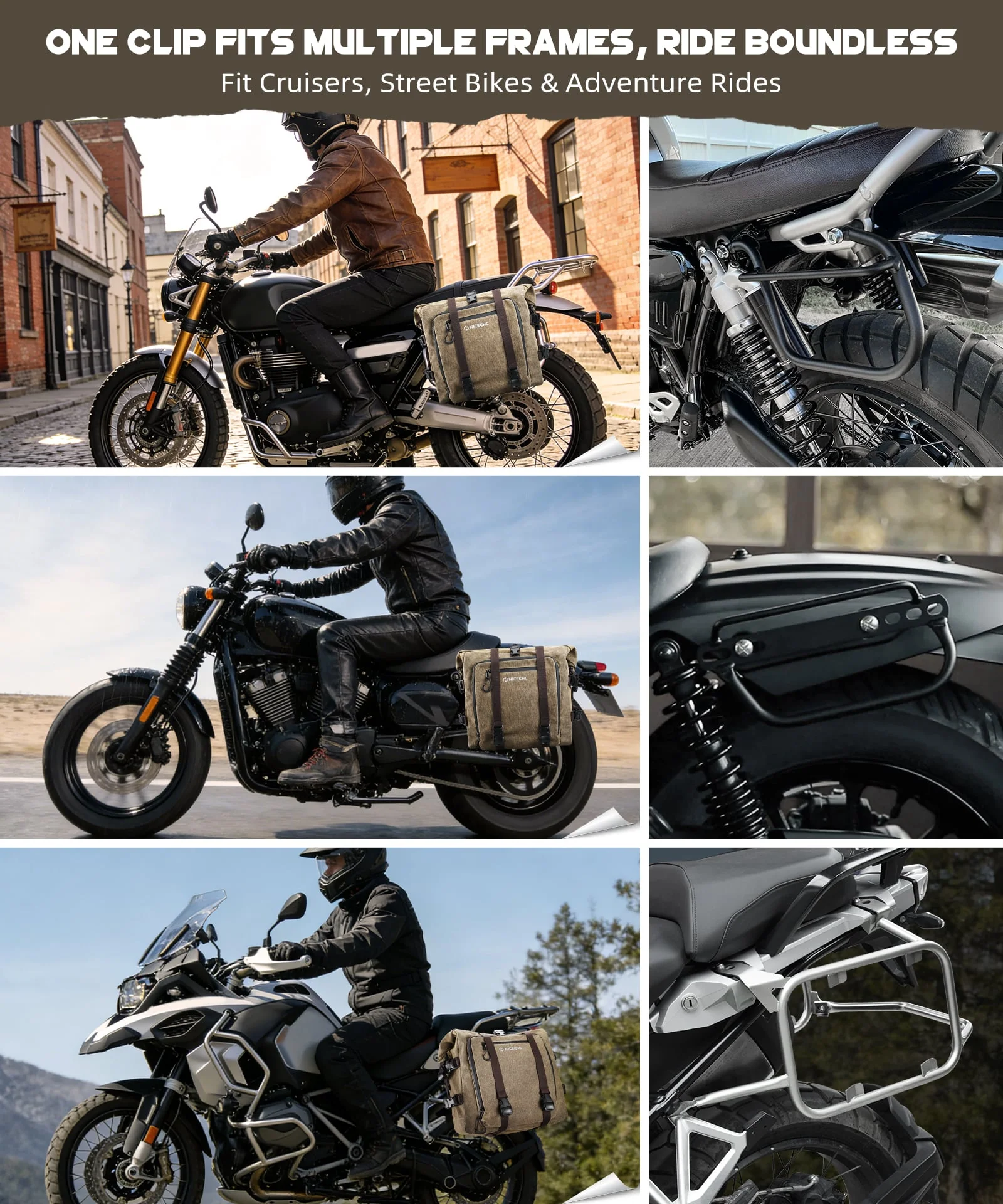 Cotton Canvas 30L Quick-Release Motorcycle Rear Luggage Pannier Rack Saddle Bag Waterproof - Image 5