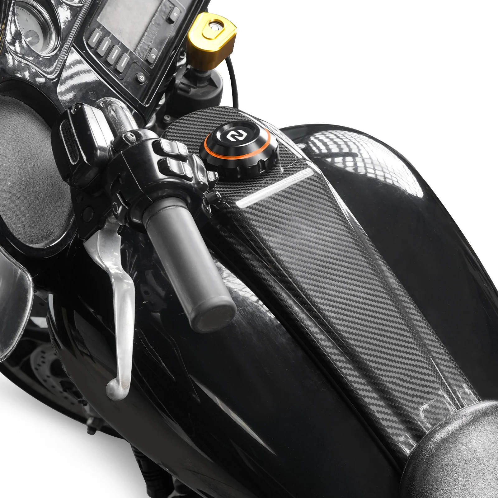 Gas Tank Cap w/Carbon Fiber Dash Insert Panel For Harley Electra Road Street Glide - Image 10