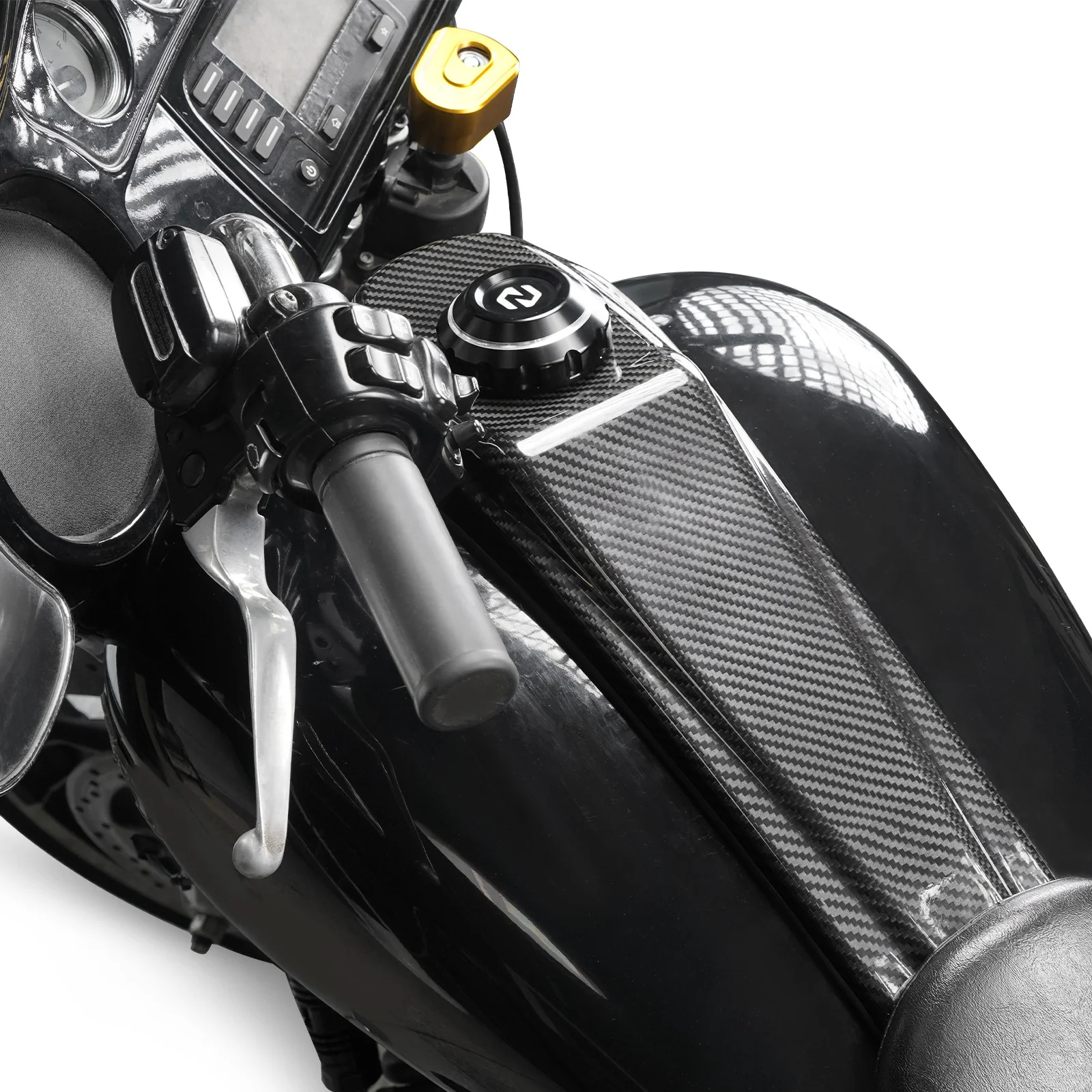 Gas Tank Cap w/Carbon Fiber Dash Insert Panel For Harley Electra Road Street Glide - Image 19