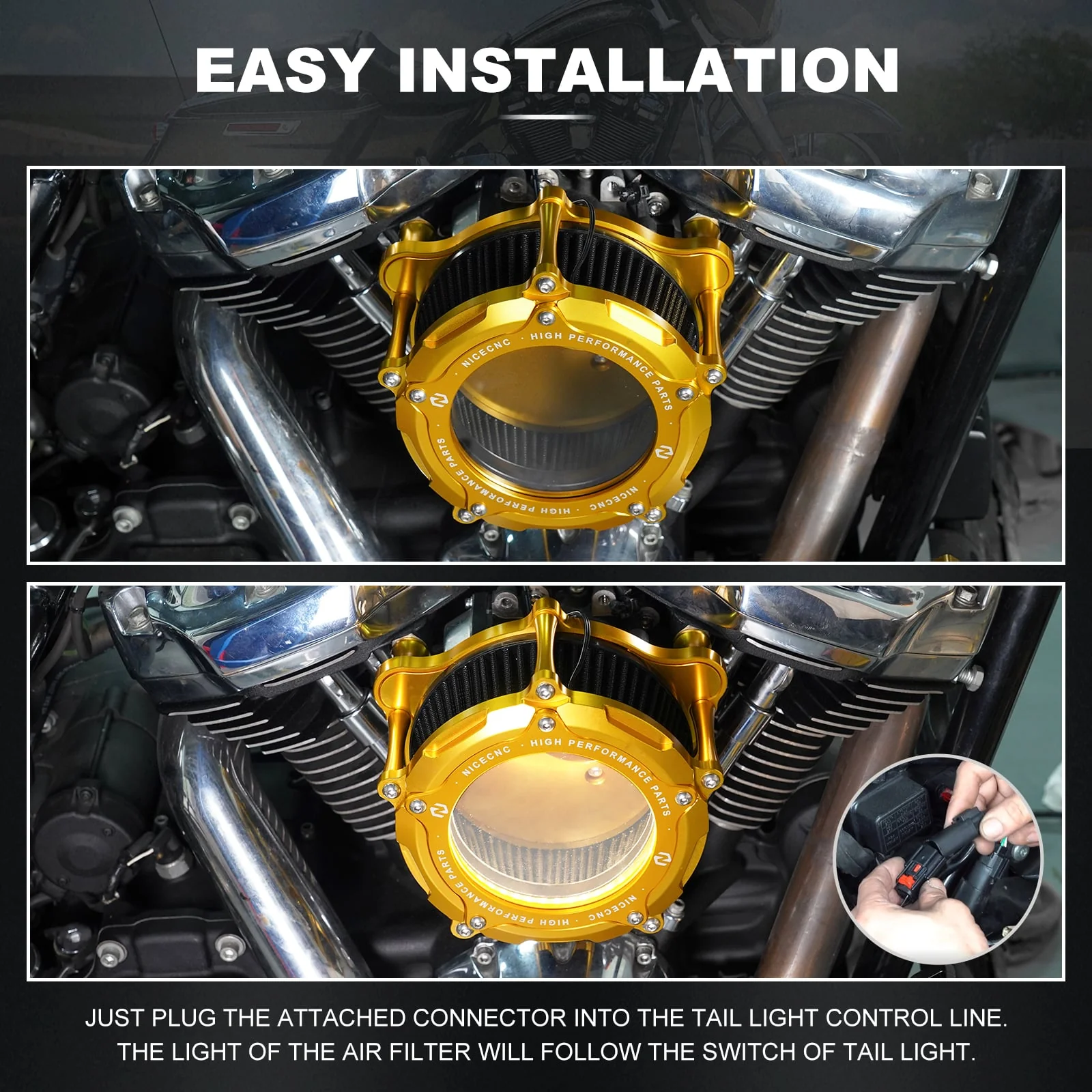 Full Clear M8 LED Air Cleaner Filter Intake Kit For Harley Road King Electra Street Glide - Image 21