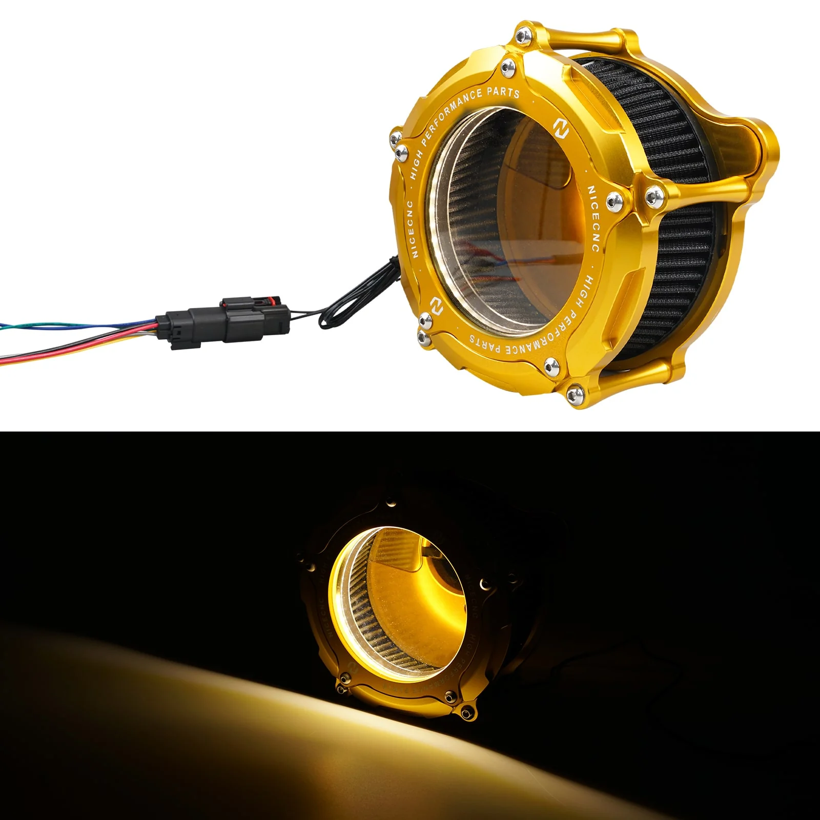 Full Clear M8 LED Air Cleaner Filter Intake Kit For Harley Road King Electra Street Glide - Image 3