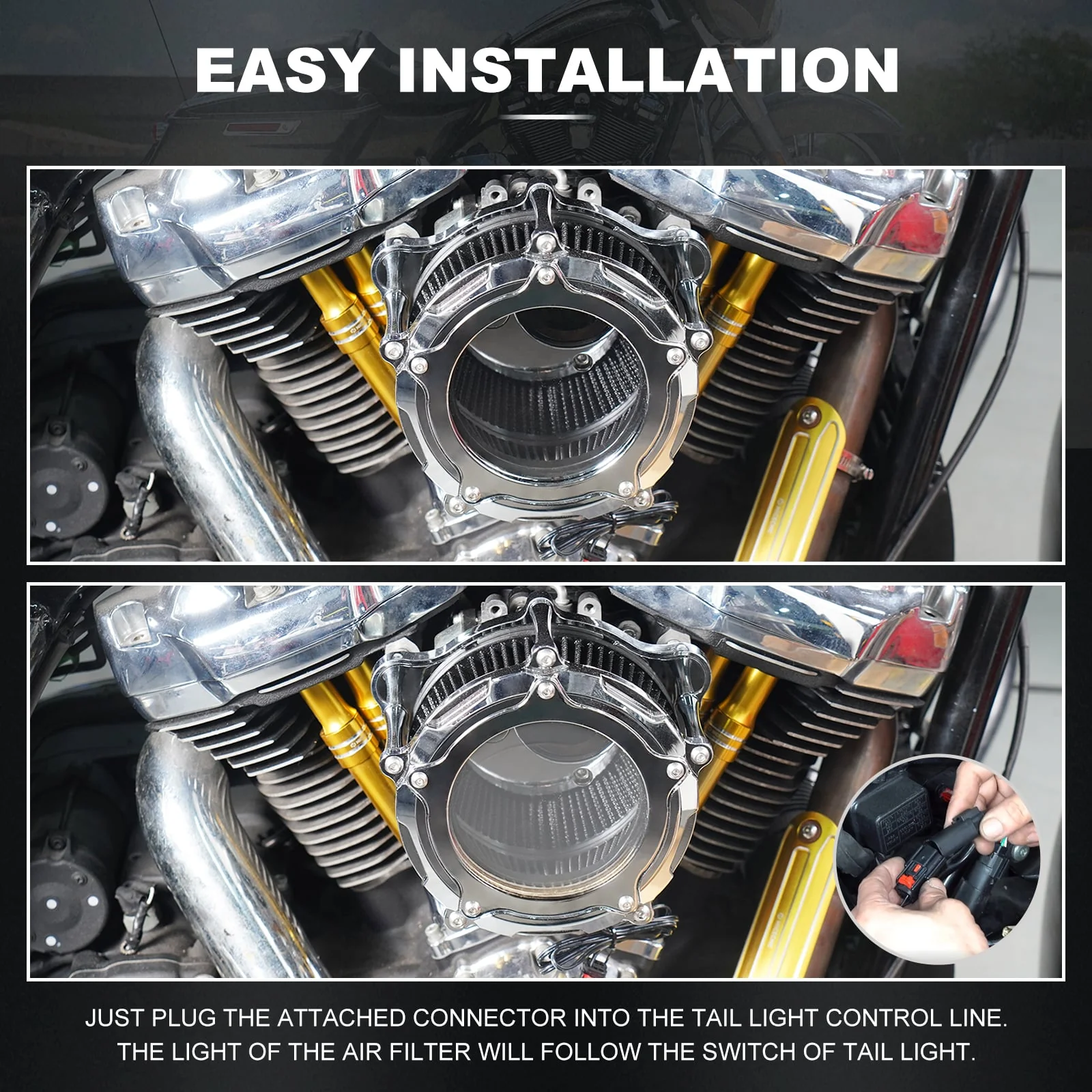 Full Clear M8 LED Air Cleaner Filter Intake Kit For Harley Road King Electra Street Glide - Image 32