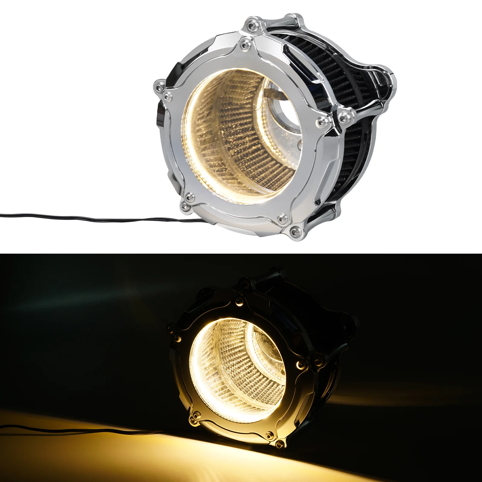 Full Clear M8 LED Air Cleaner Filter Intake Kit For Harley Road King Electra Street Glide - Image 4