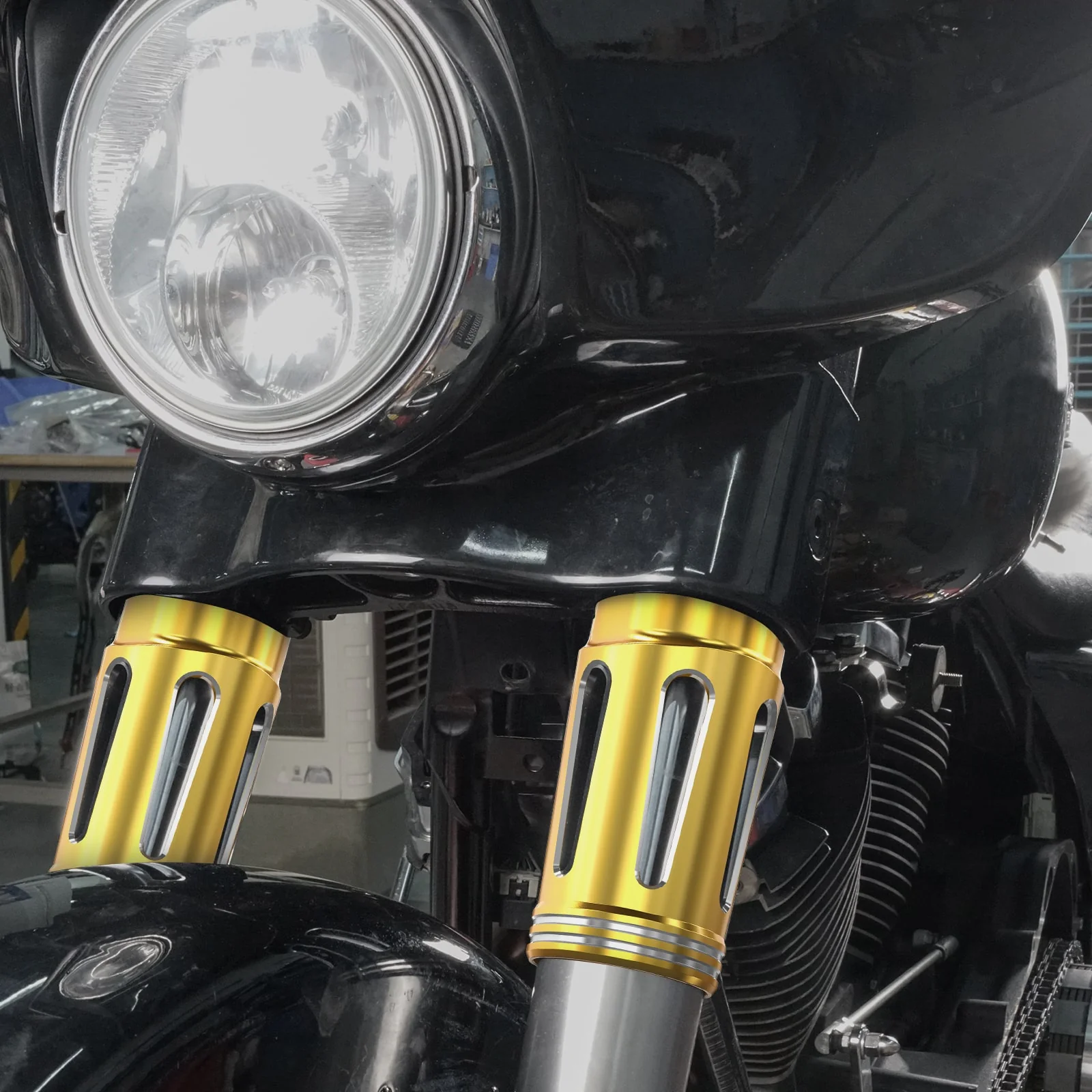 Front Fork Tube Slider Covers For Harley Road King Street Glide Freewheeler Ultra Limited - Image 4