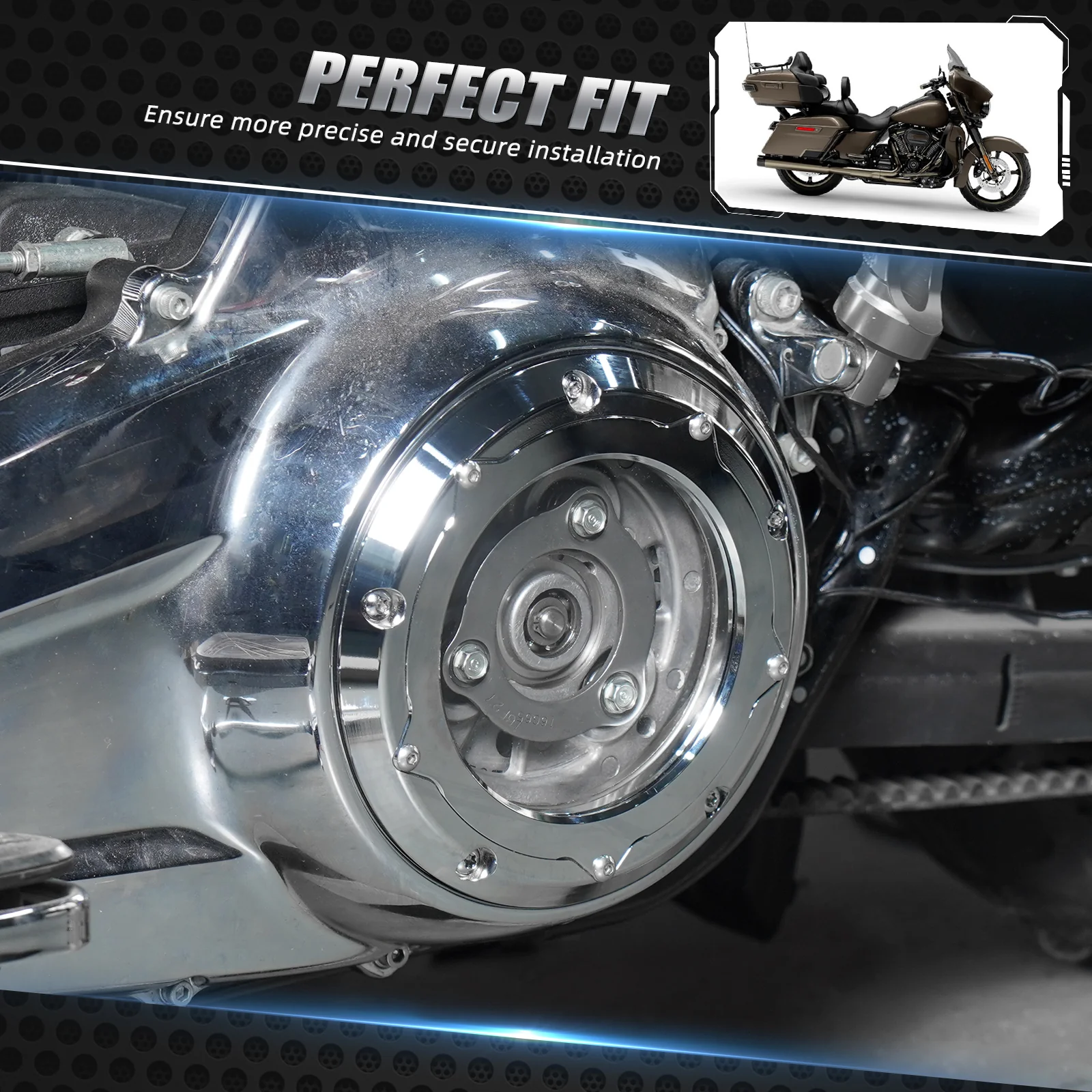 Transparent M8 Primary Derby Clutch Cover For Harley Road King Street Glide Ultra Limited - Image 27
