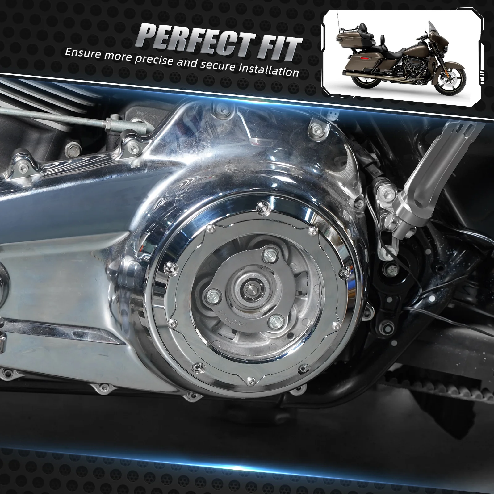 Transparent M8 Primary Derby Clutch Cover For Harley Road King Street Glide Ultra Limited - Image 5