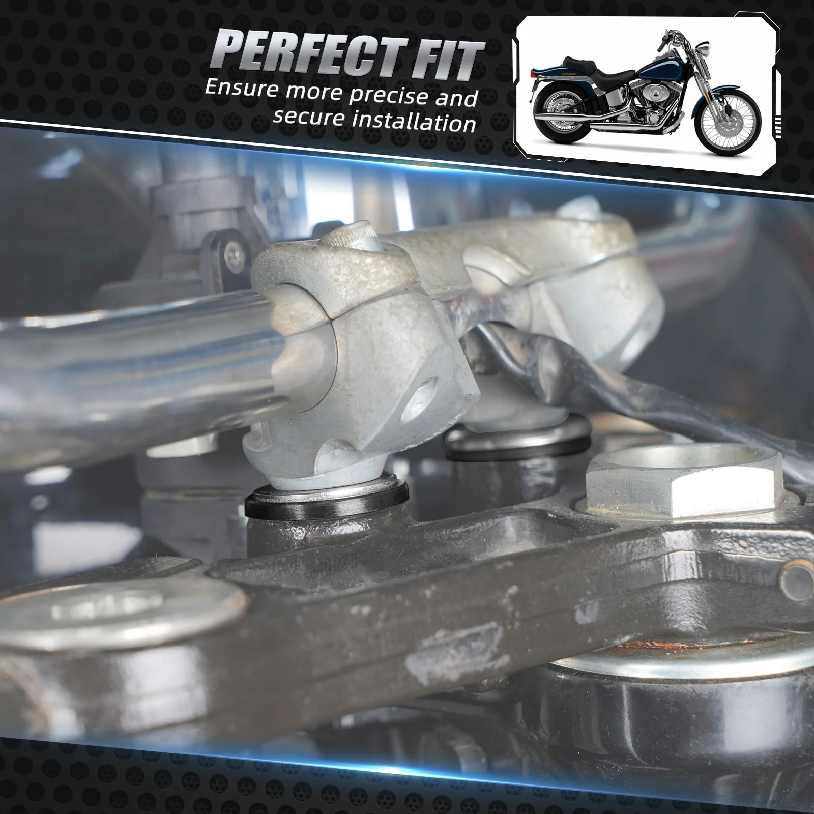 Handlebar Riser Mount PU Bushings Bolts For Harley Road King Street Glide - Image 3