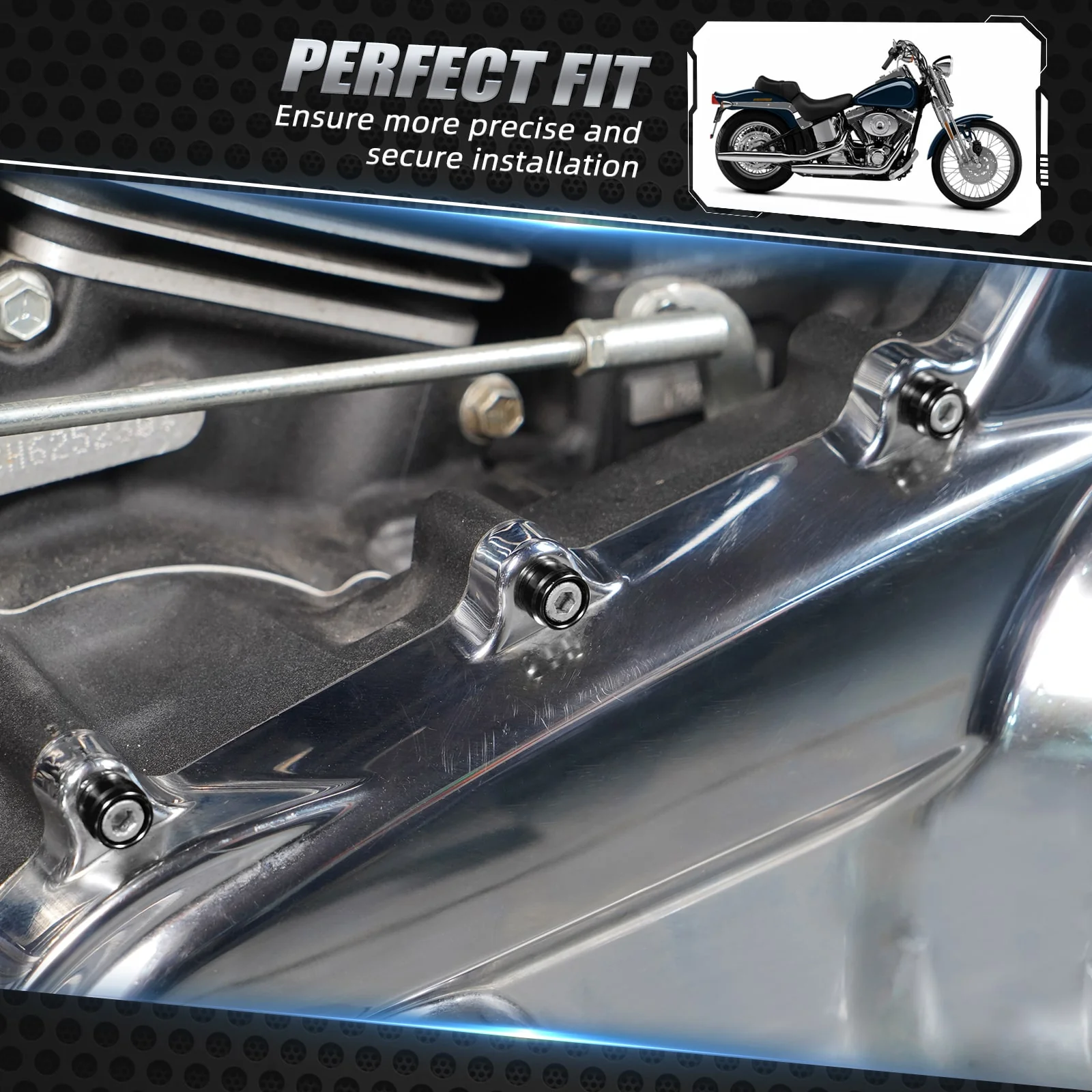 M8 Primary Cover Bolt Caps Trim Rings For Harley Softail Heritage Fat Boy - Image 3
