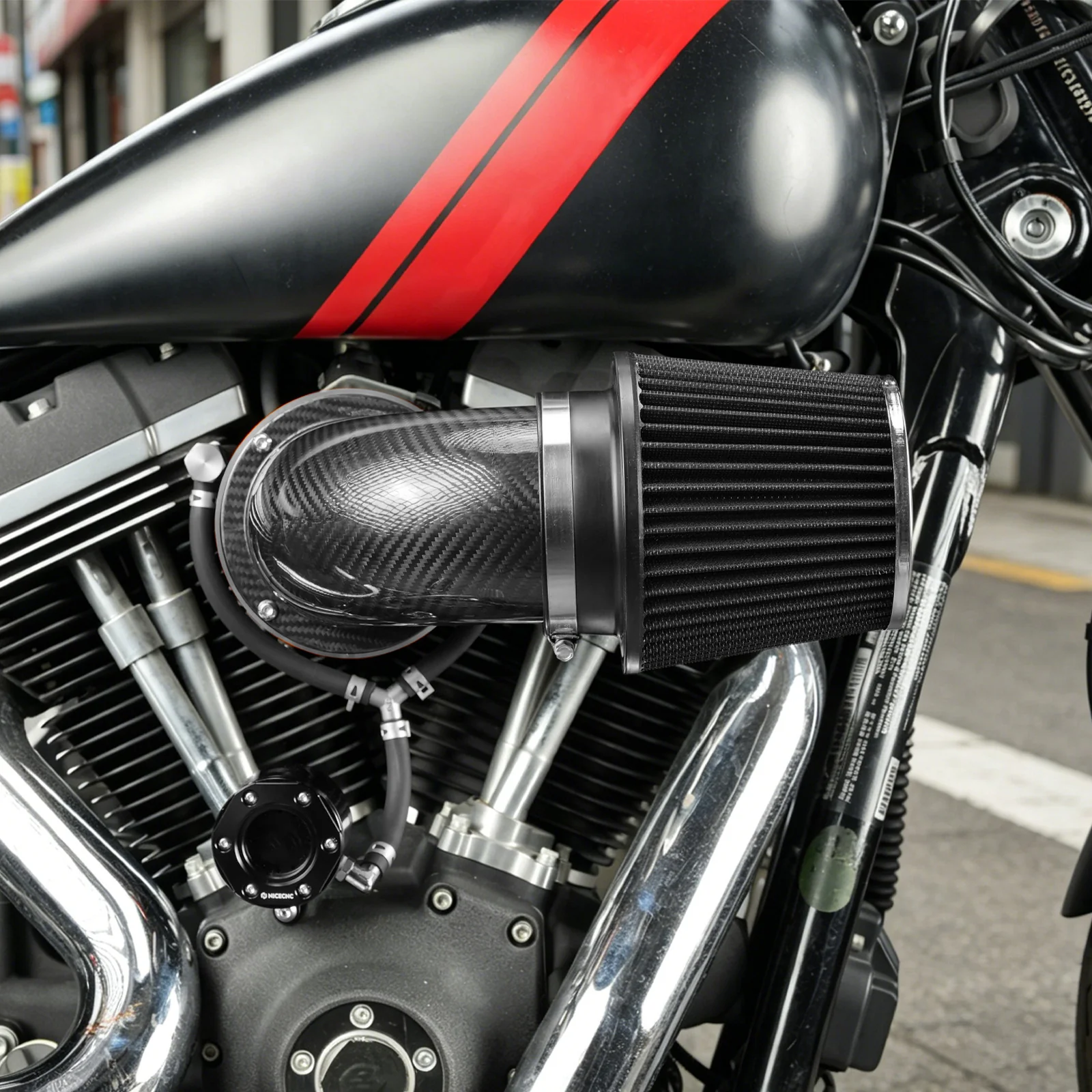 High-Flow Air Cleaner w/External Breather Kit For Harley Twin Cam Engine 2001-2016 - Image 3