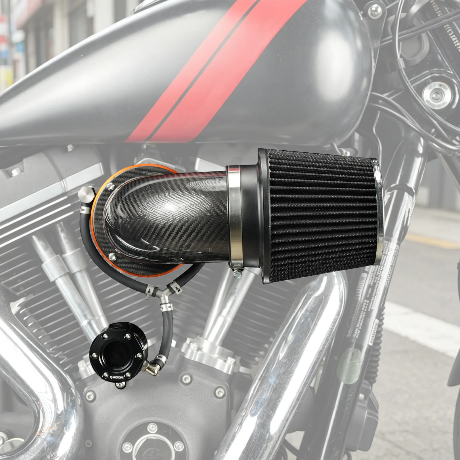 High-Flow Air Cleaner w/External Breather Kit For Harley Twin Cam Engine 2001-2016 - Image 8
