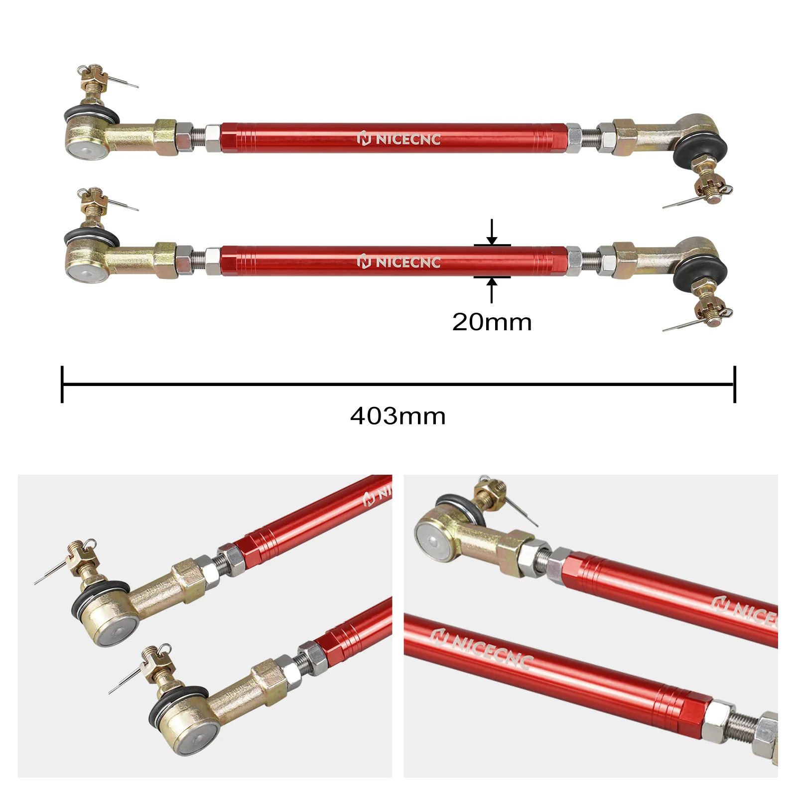 ATV Steering Tierods w/Tie Rod Ball Joints Ends Kit For Honda TRX 450 R / ER - Image 6