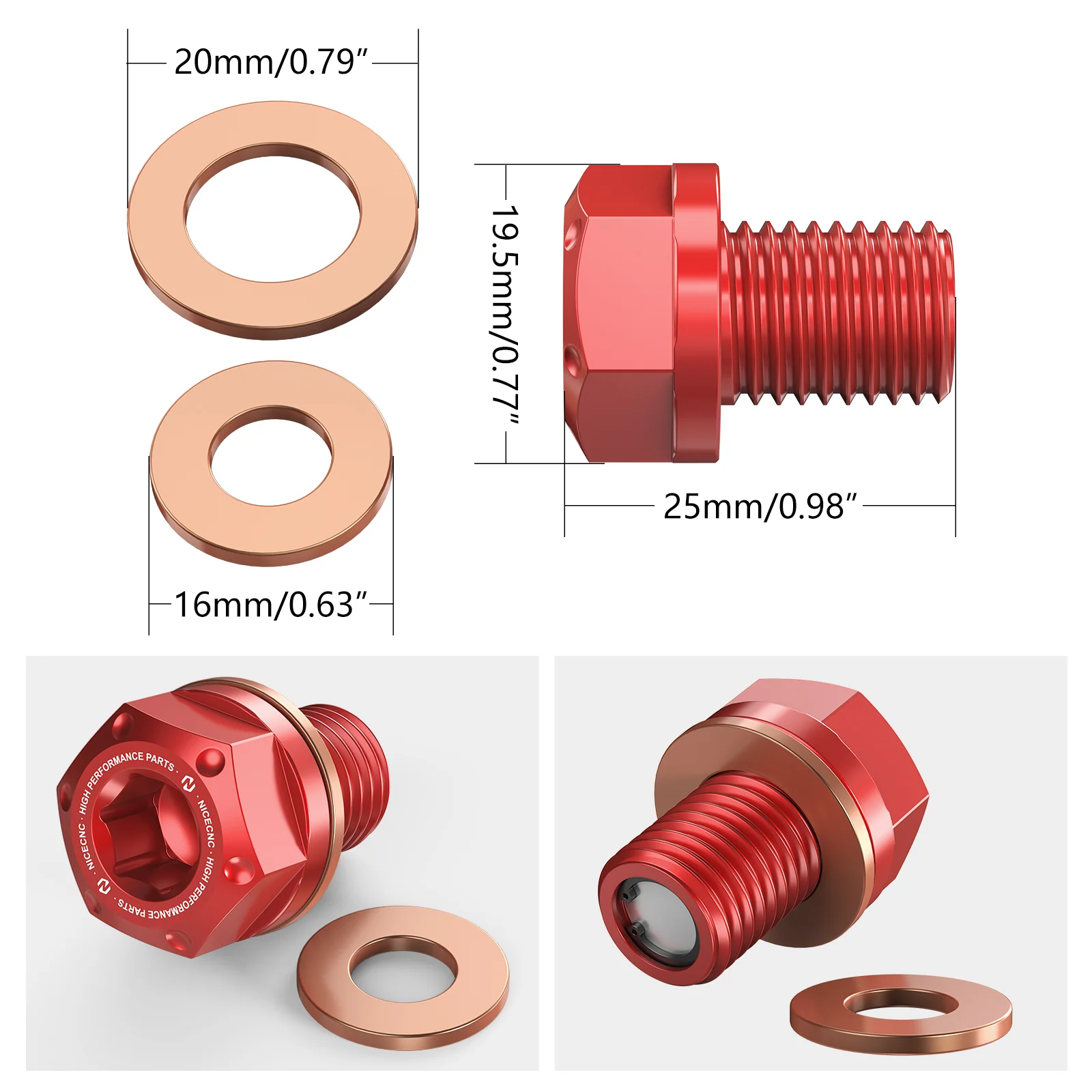 ATV Magnetic Oil Drain Bolt Plug w/ Gaskets For Honda TRX 450 R / ER TRX300X 250X 90X - Image 5