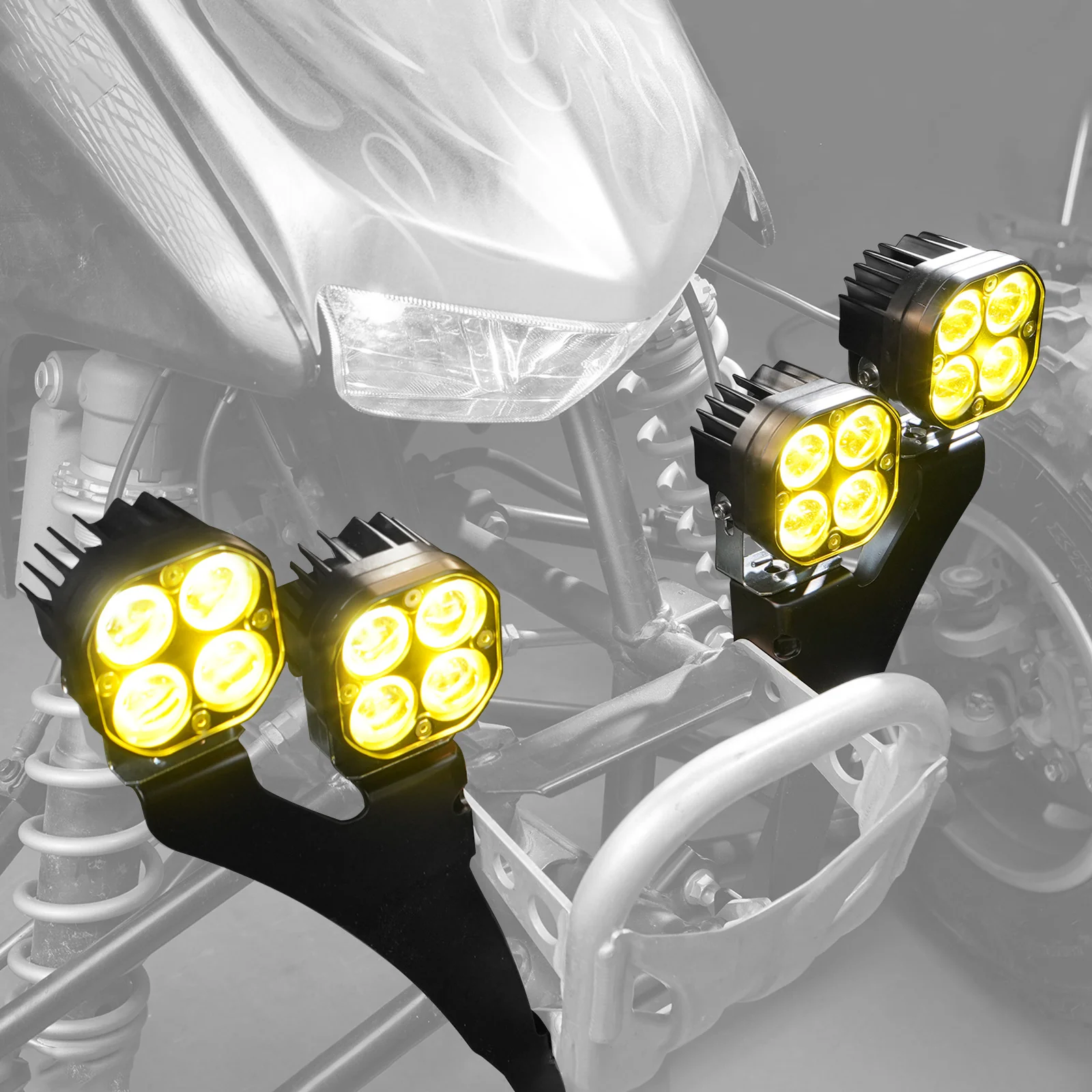 LED 100W Front Work Lights W/Adjustable Bracket Kit For Honda TRX 450 R / ER - Image 3