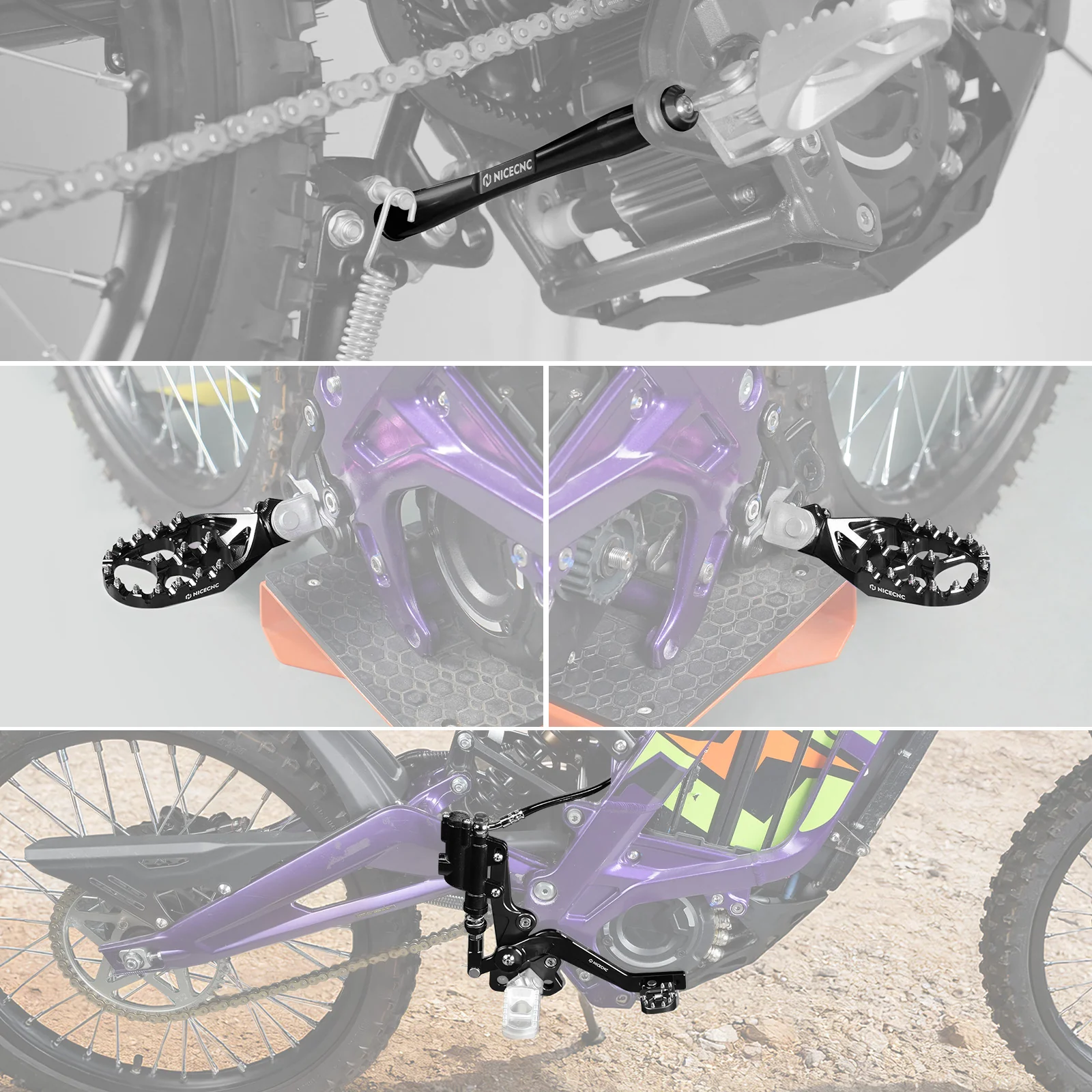 Hydraulic Rear Foot Brake + Enlarged Foot Pegs + Support Brace For Surron Light Bee X S - Image 4