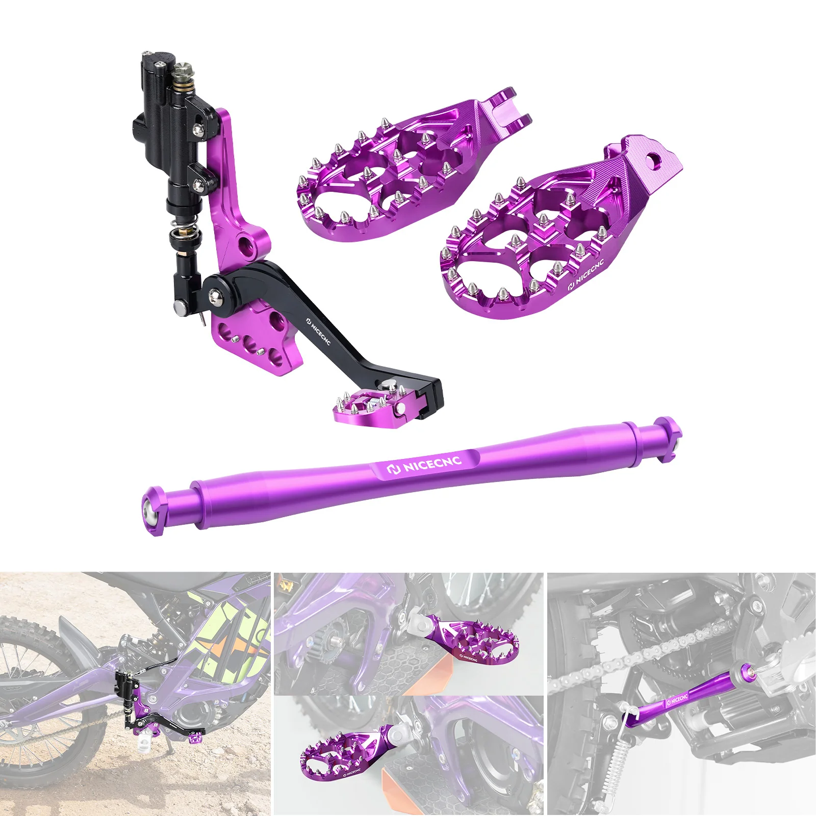 Hydraulic Rear Foot Brake + Enlarged Foot Pegs + Support Brace For Surron Light Bee X S - Image 5