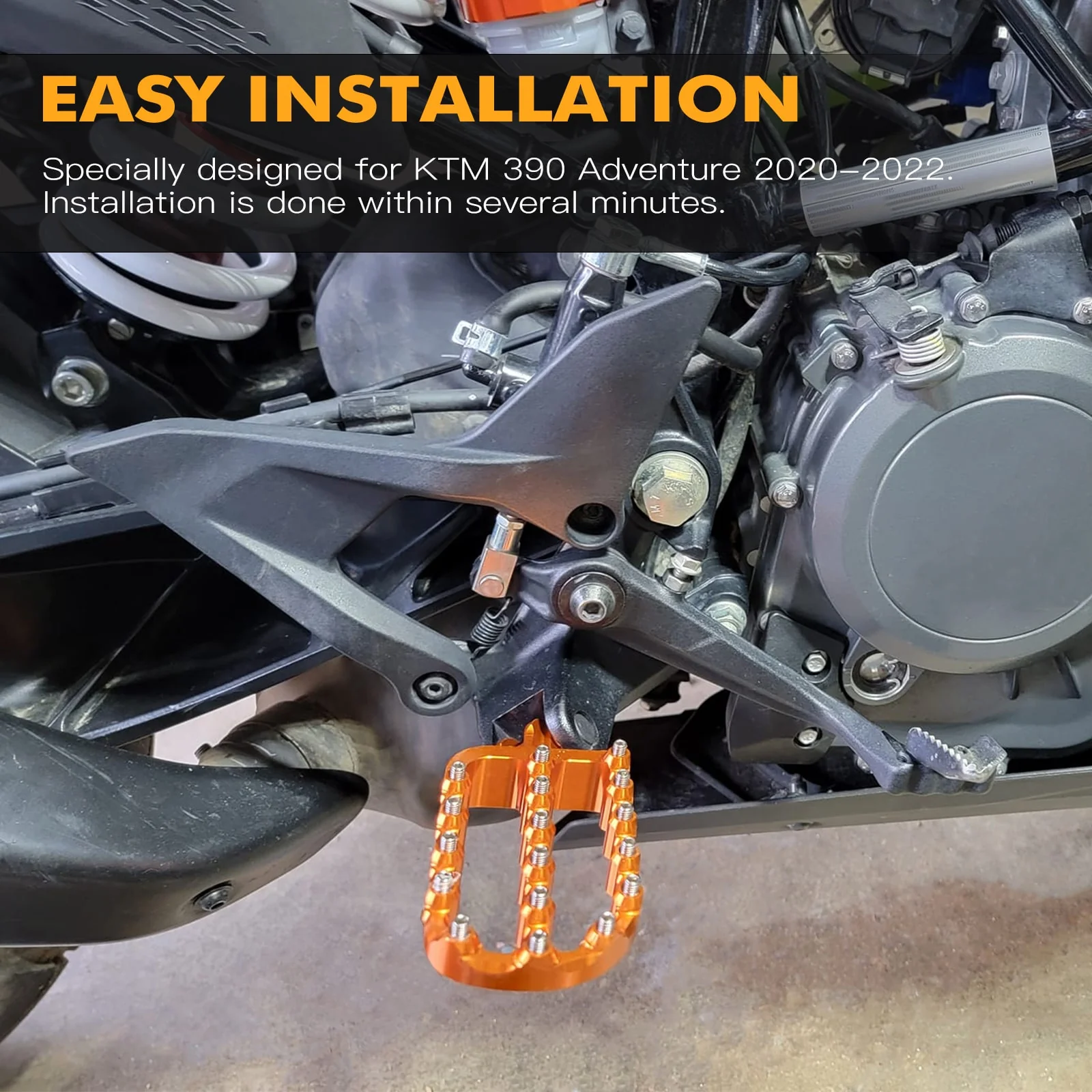 Forged 0° Horizontal Flat Wide Enlarged Foot Pegs For KTM 390 Adventure 2020-2024 - Image 3