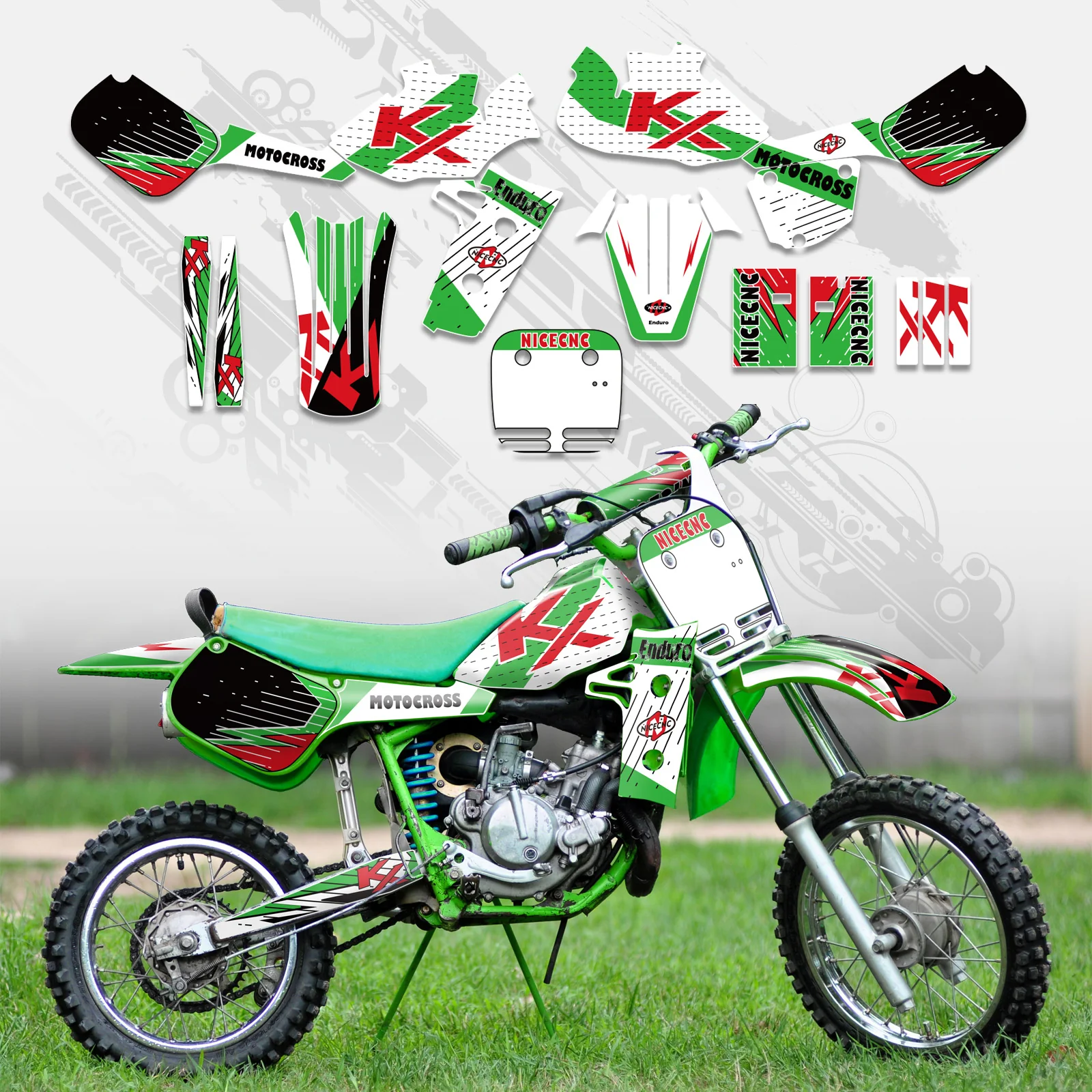 Motorcycle Full Graphics Decals Stickers Kit For KAWASAKI KX60 1985-2004 - Image 3