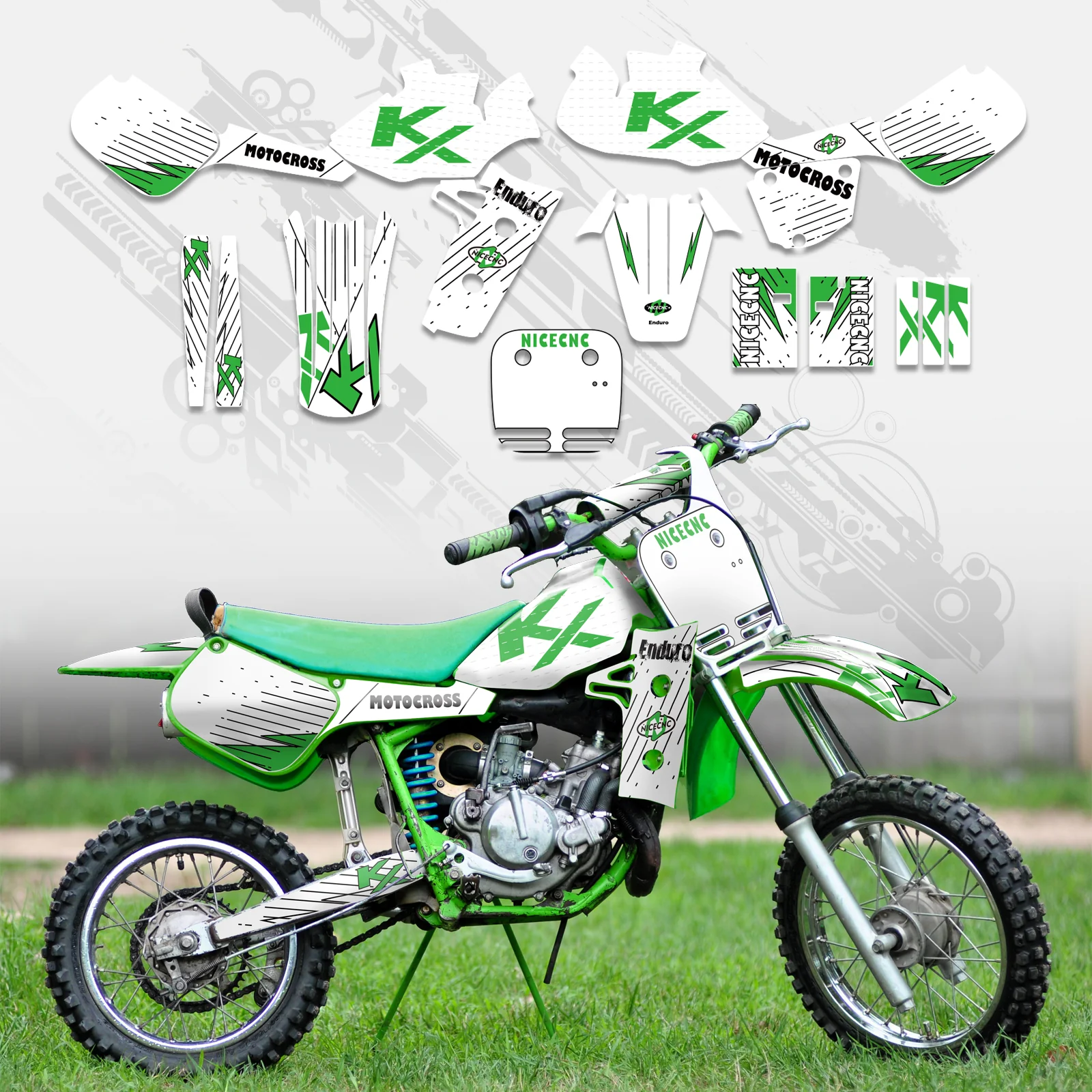 Motorcycle Full Graphics Decals Stickers Kit For KAWASAKI KX60 1985-2004 - Image 3