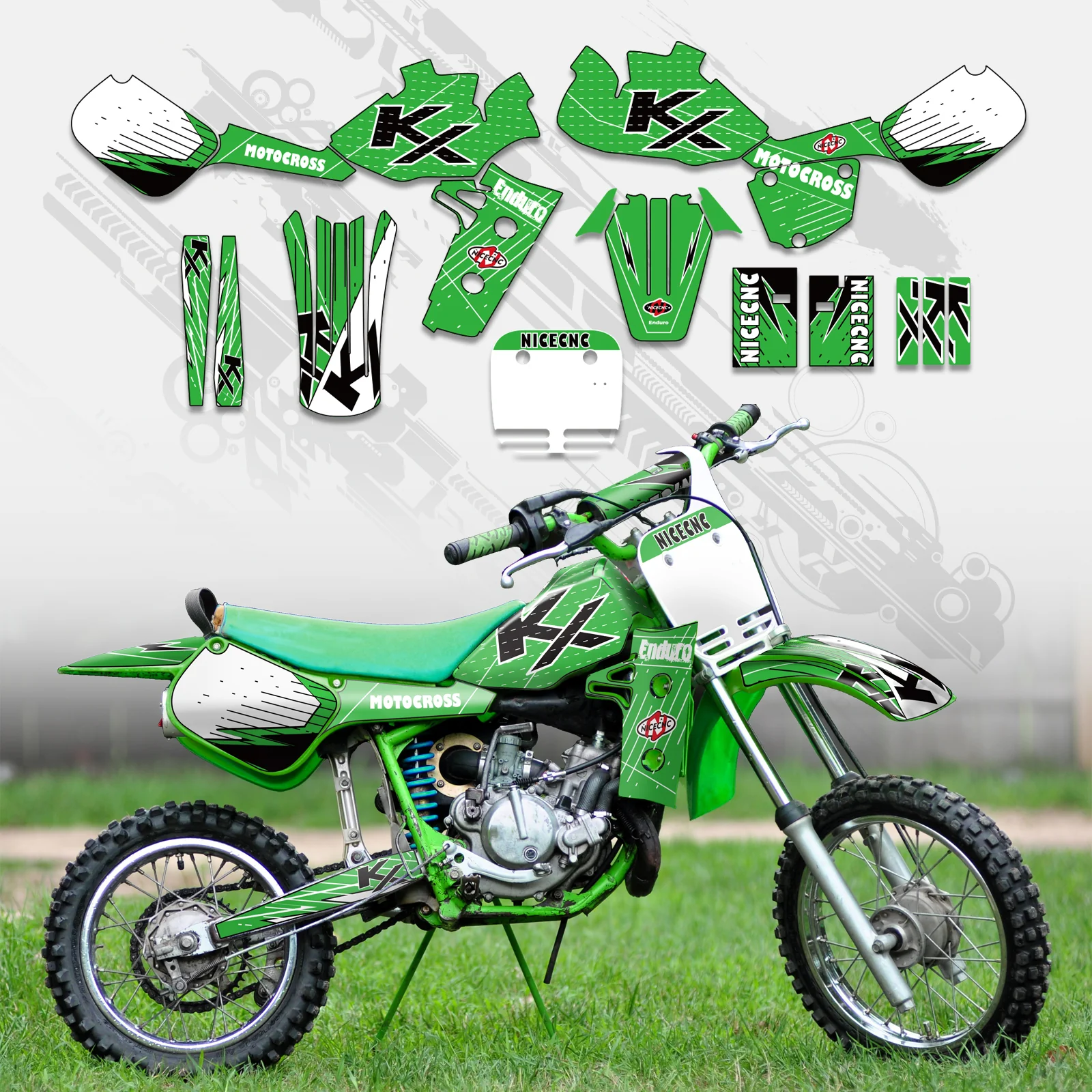 Motorcycle Full Graphics Decals Stickers Kit For KAWASAKI KX60 1985-2004 - Image 5