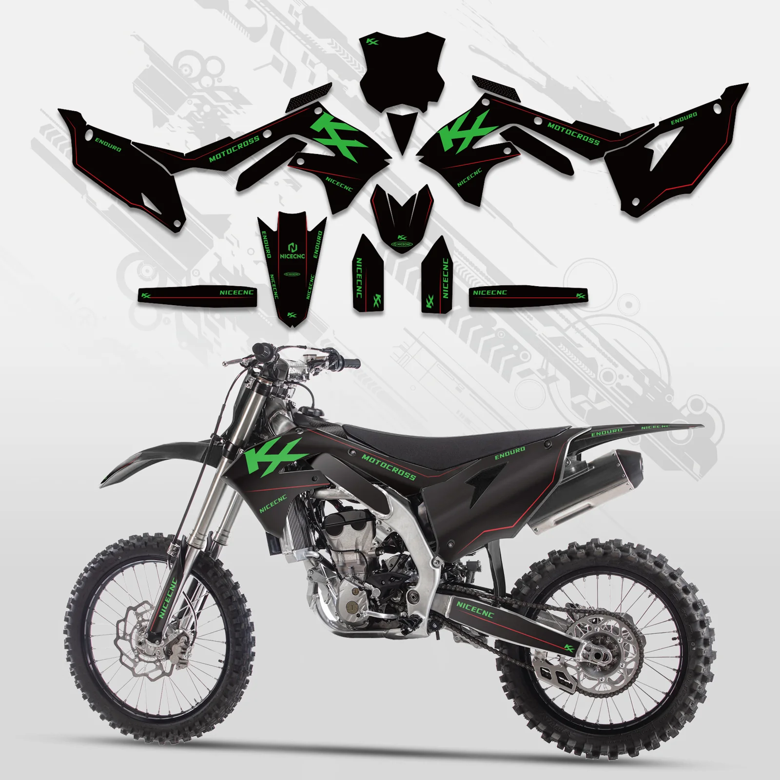 Motorcycle Full Graphics Decals Stickers Kit For Kawasaki KXF250 21-23 KX450F 19-23 - Image 3