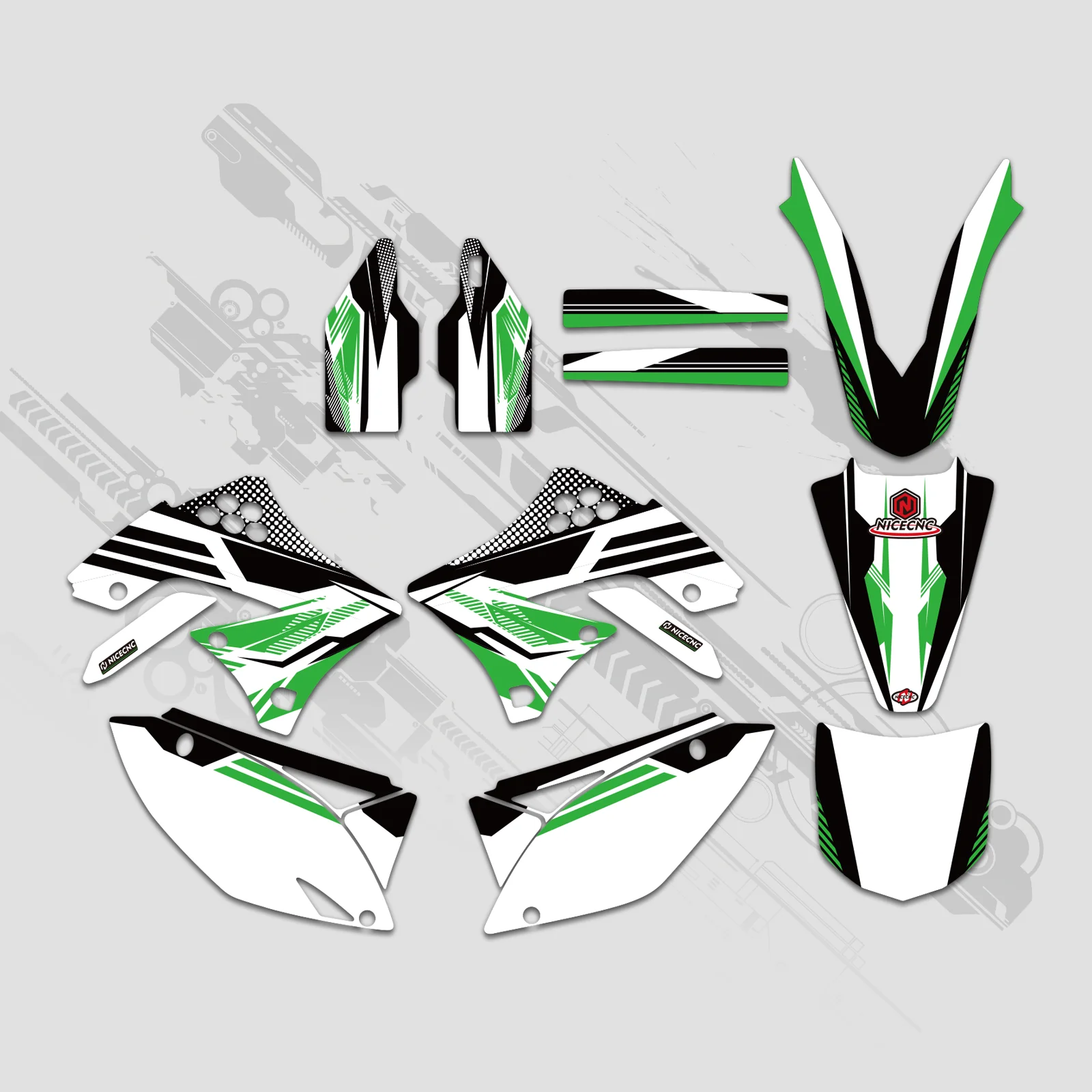Motorcycle Full Graphics Decals Stickers Kit For KAWASAKI KXF450 2009-2011 - Image 2