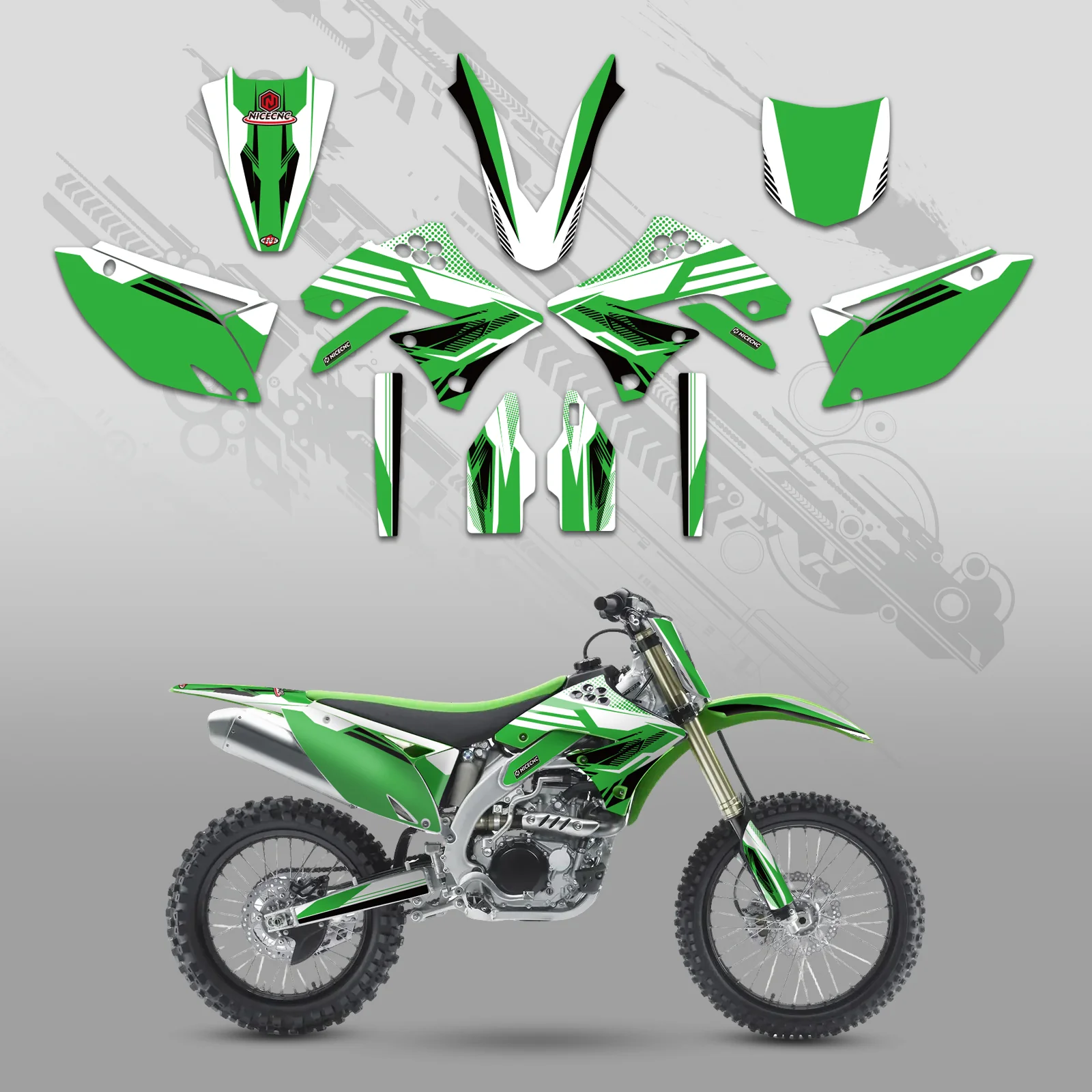 Motorcycle Full Graphics Decals Stickers Kit For KAWASAKI KXF450 2009-2011 - Image 5