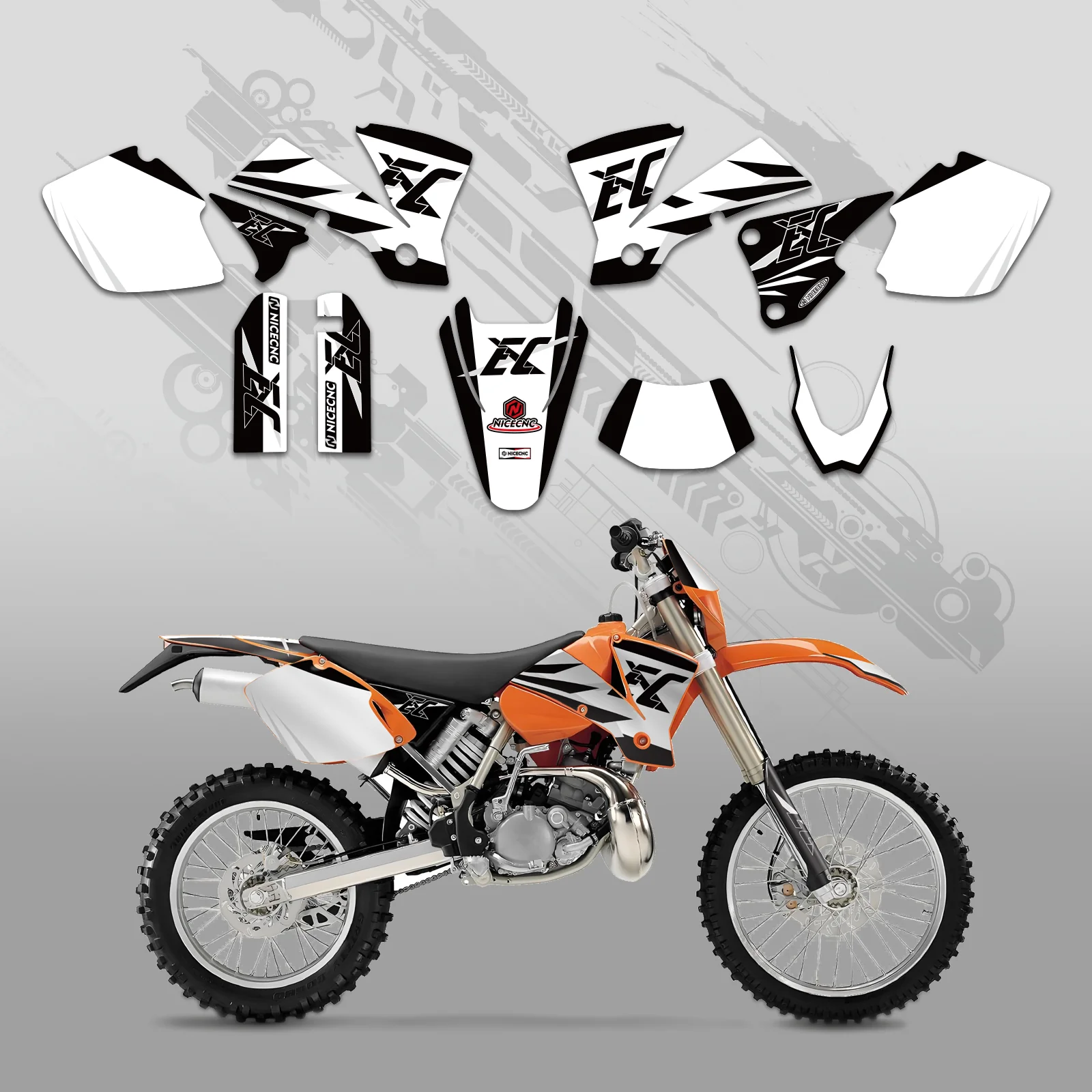Motorcycle Full Graphics Decals Stickers Kit For KTM EXC 2003 - Image 5