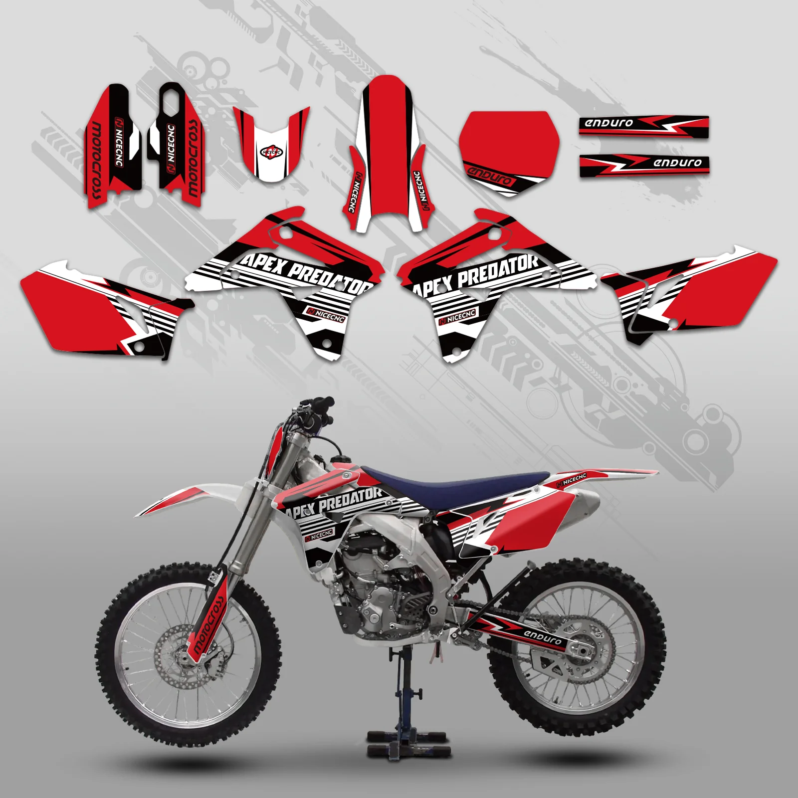 Motorcycle Full Graphics Decals Stickers Set For SUZUKI RMZ450 2007 - Image 2