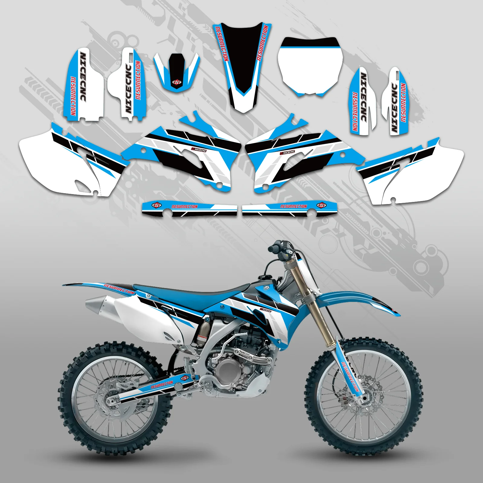 Motorcycle Full Graphics Decals Stickers Set For YAMAHA YZ250F / YZ450F 2006-2009 - Image 2