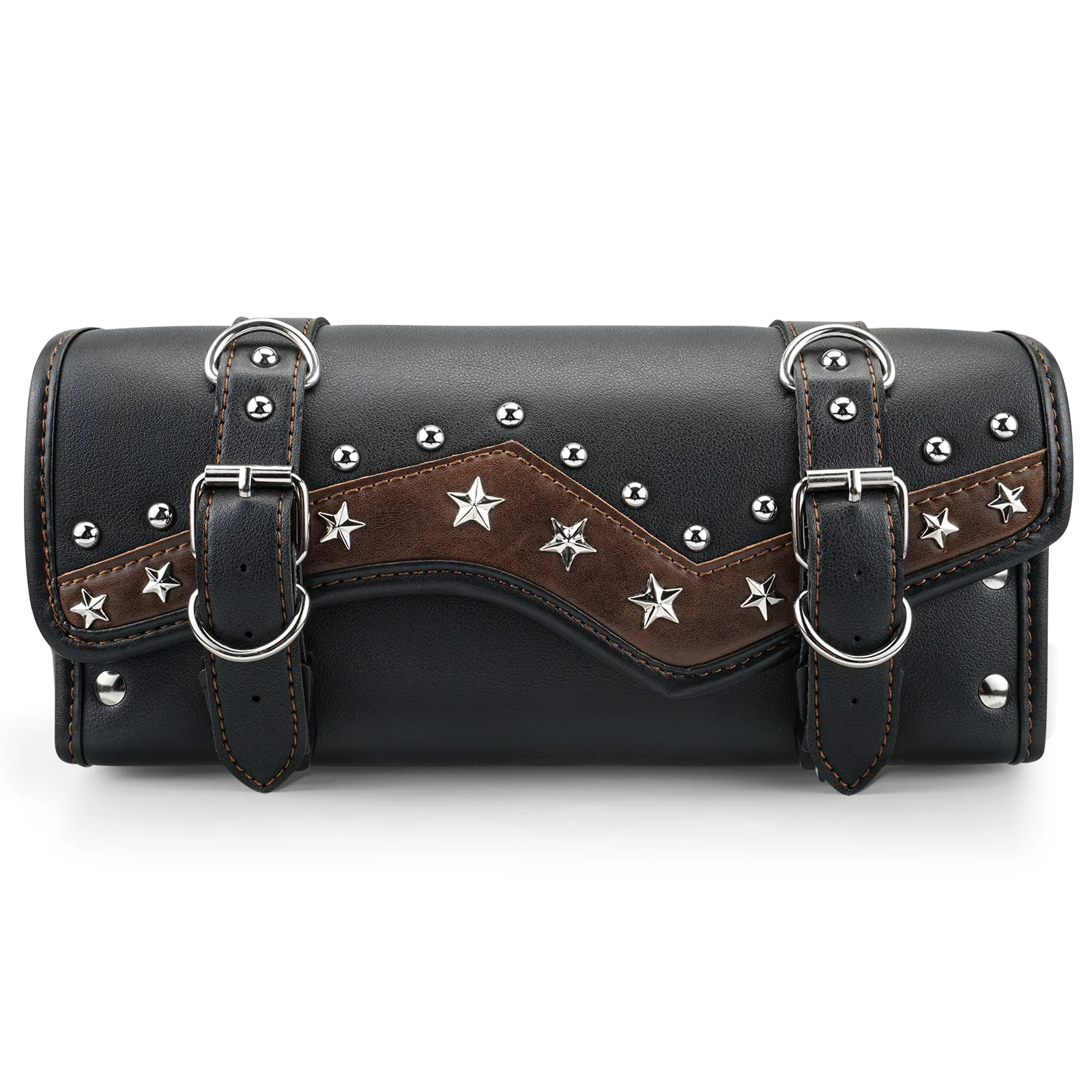 Motorcycle Handlebar Bag Star Rivet Cowhide Texture PU leather - Image 10