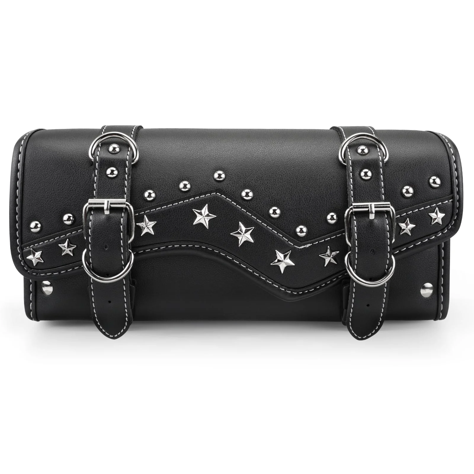 Motorcycle Handlebar Bag Star Rivet Cowhide Texture PU leather - Image 14