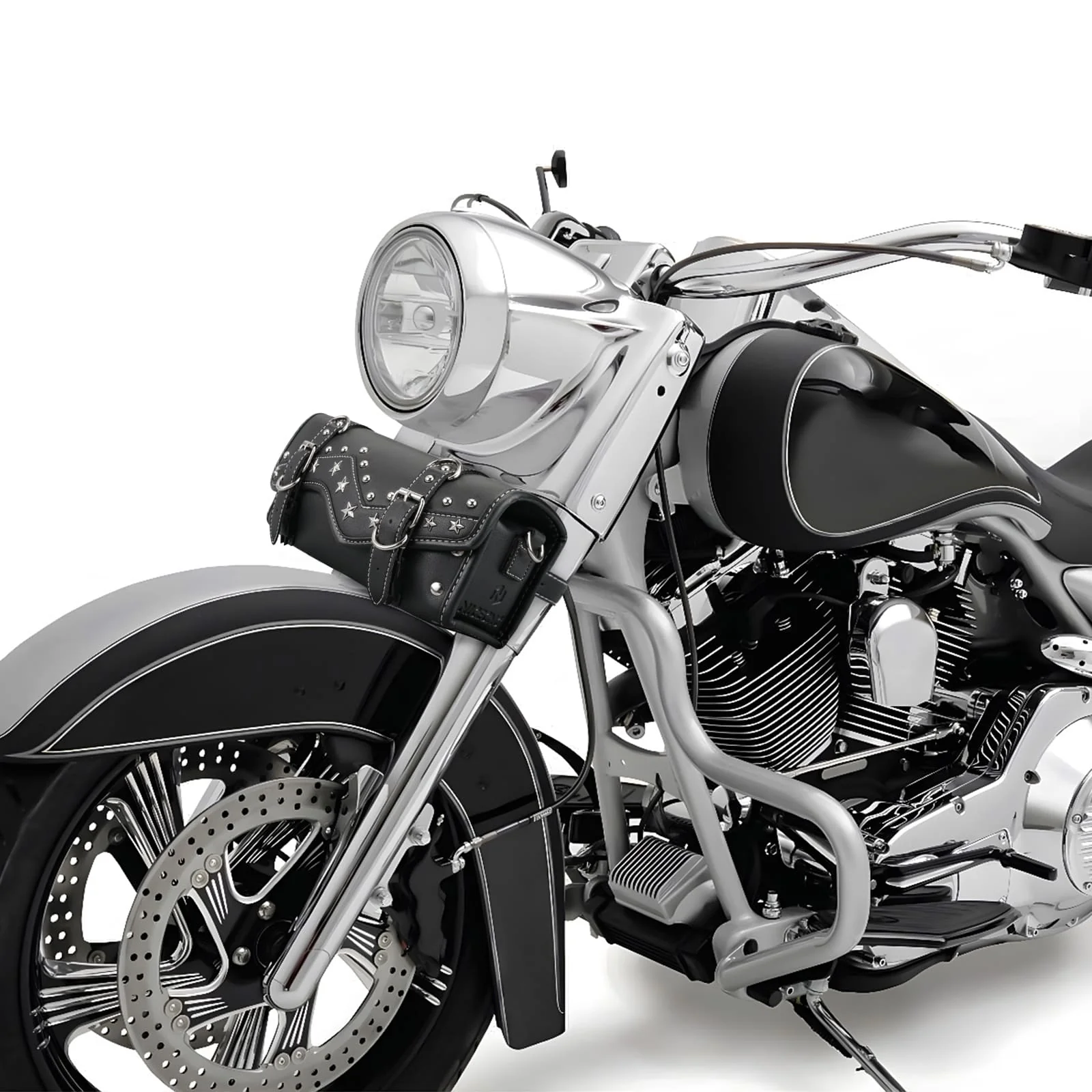 Motorcycle Handlebar Bag Star Rivet Cowhide Texture PU leather - Image 15