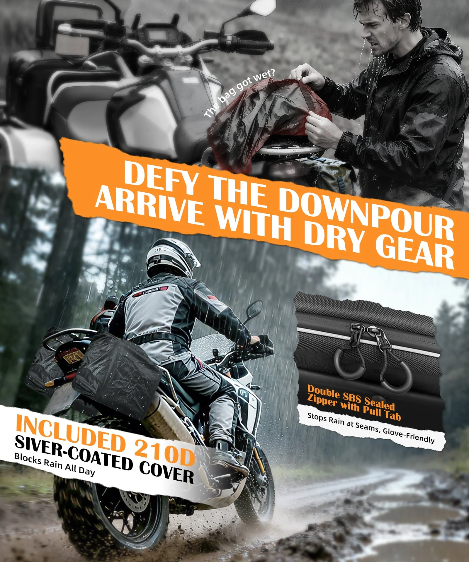 Motorcycle Rear Seat 30L Panniers Side Luggage Throw Over Saddle Bags - Image 3