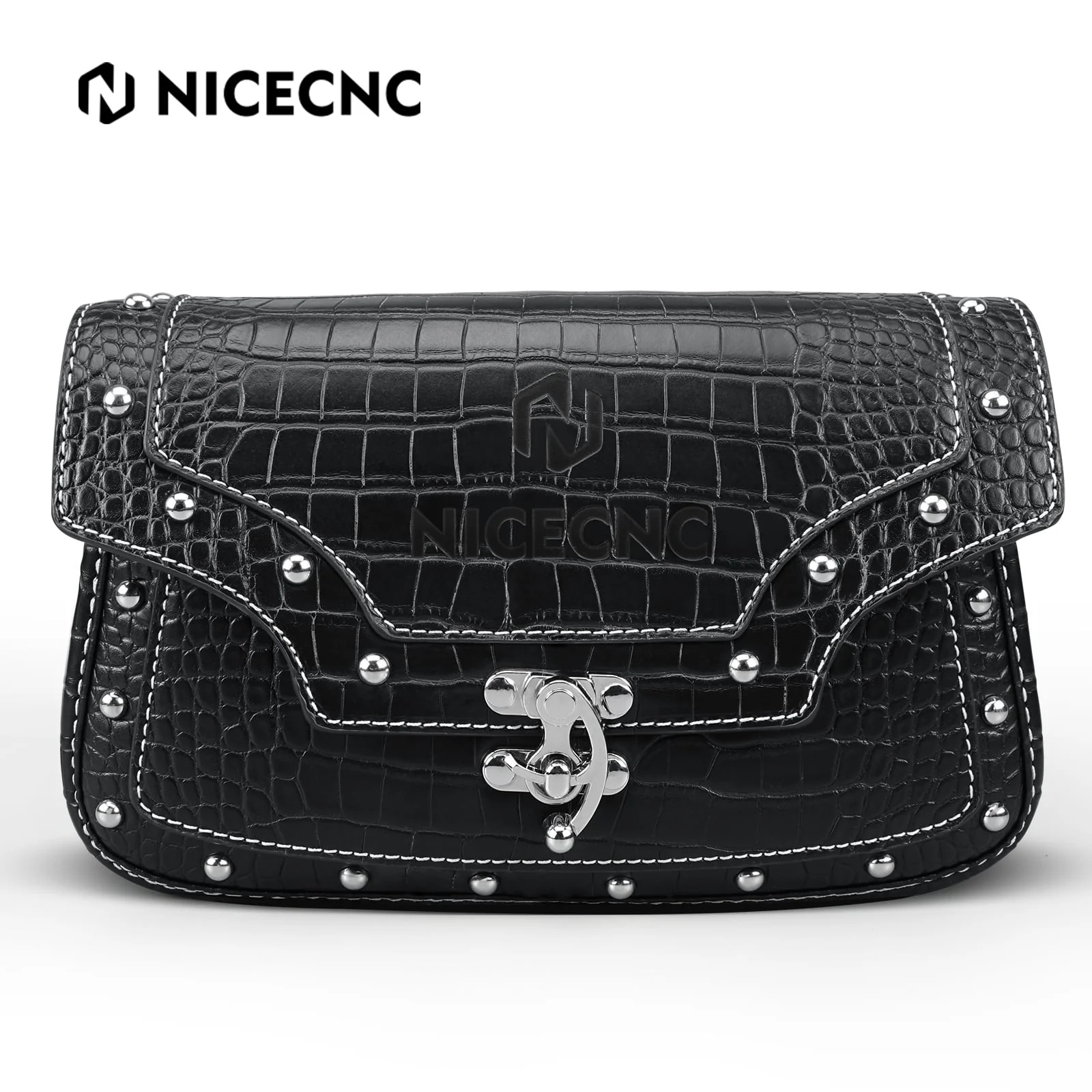 Motorcycle Windshield Bag Vintage Crocodile Texture PU Leather For Harley Davidson Road King 1995-2024 Softail - Image 13