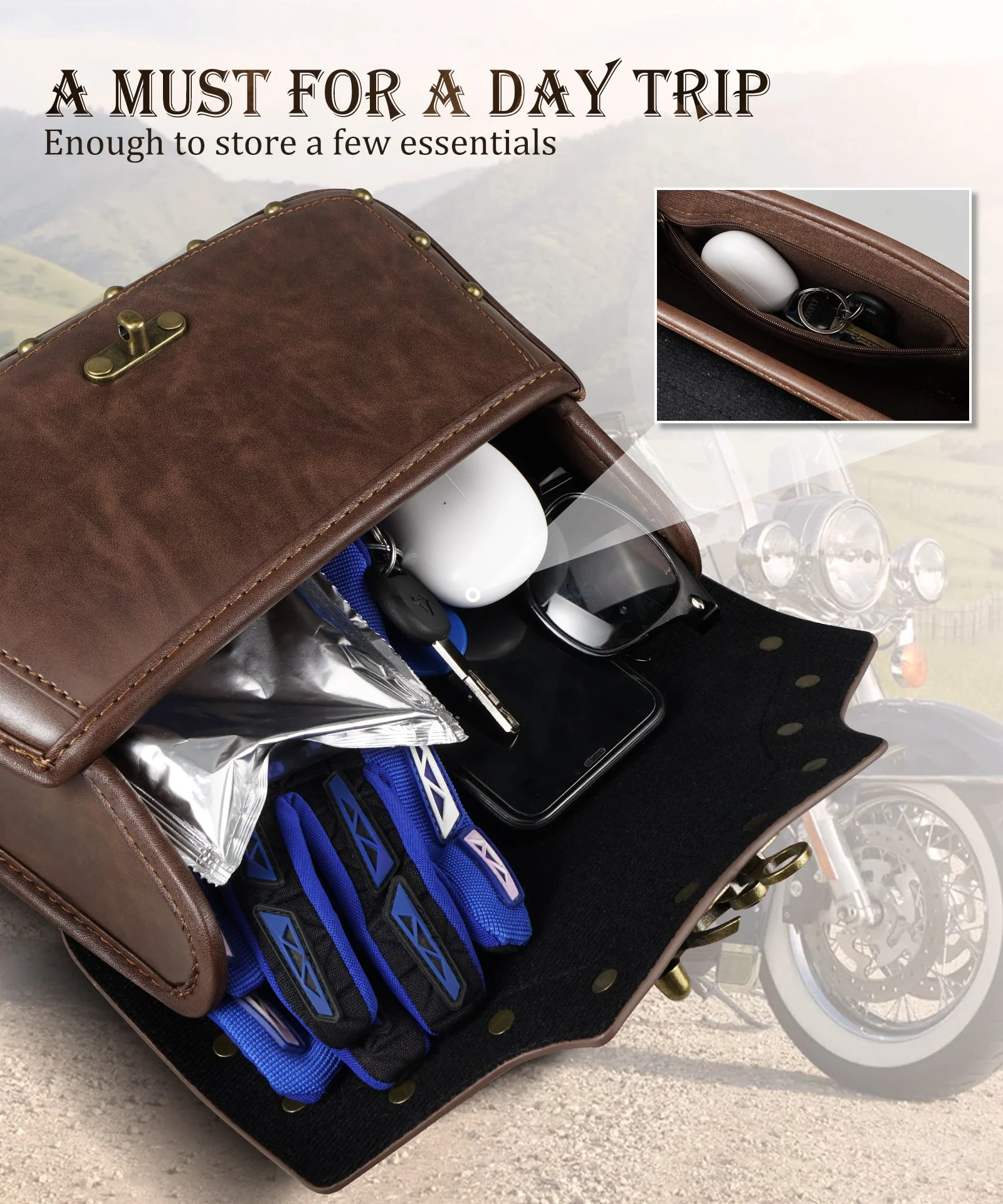 Motorcycle Windshield Bag Vintage Crocodile Texture PU Leather For Harley Davidson Road King 1995-2024 Softail - Image 8