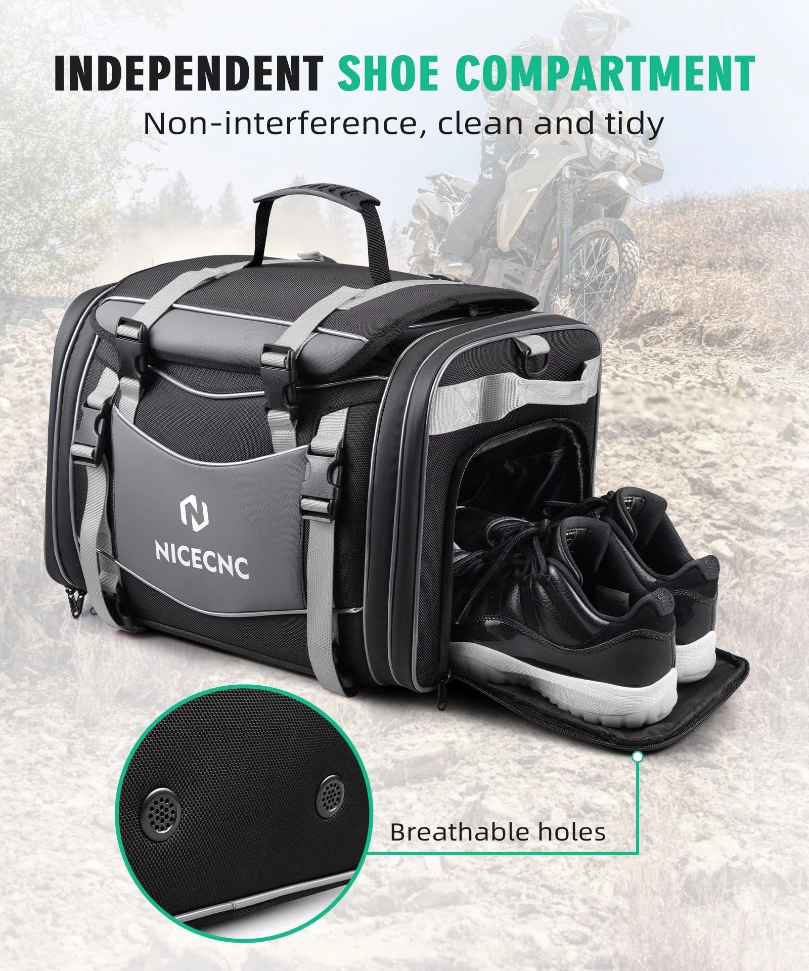 Multi-functional Motorcycle Tail Bag 53L Expandable Luggage Rack Bag Trunk Helmet Storage Bag - Image 6