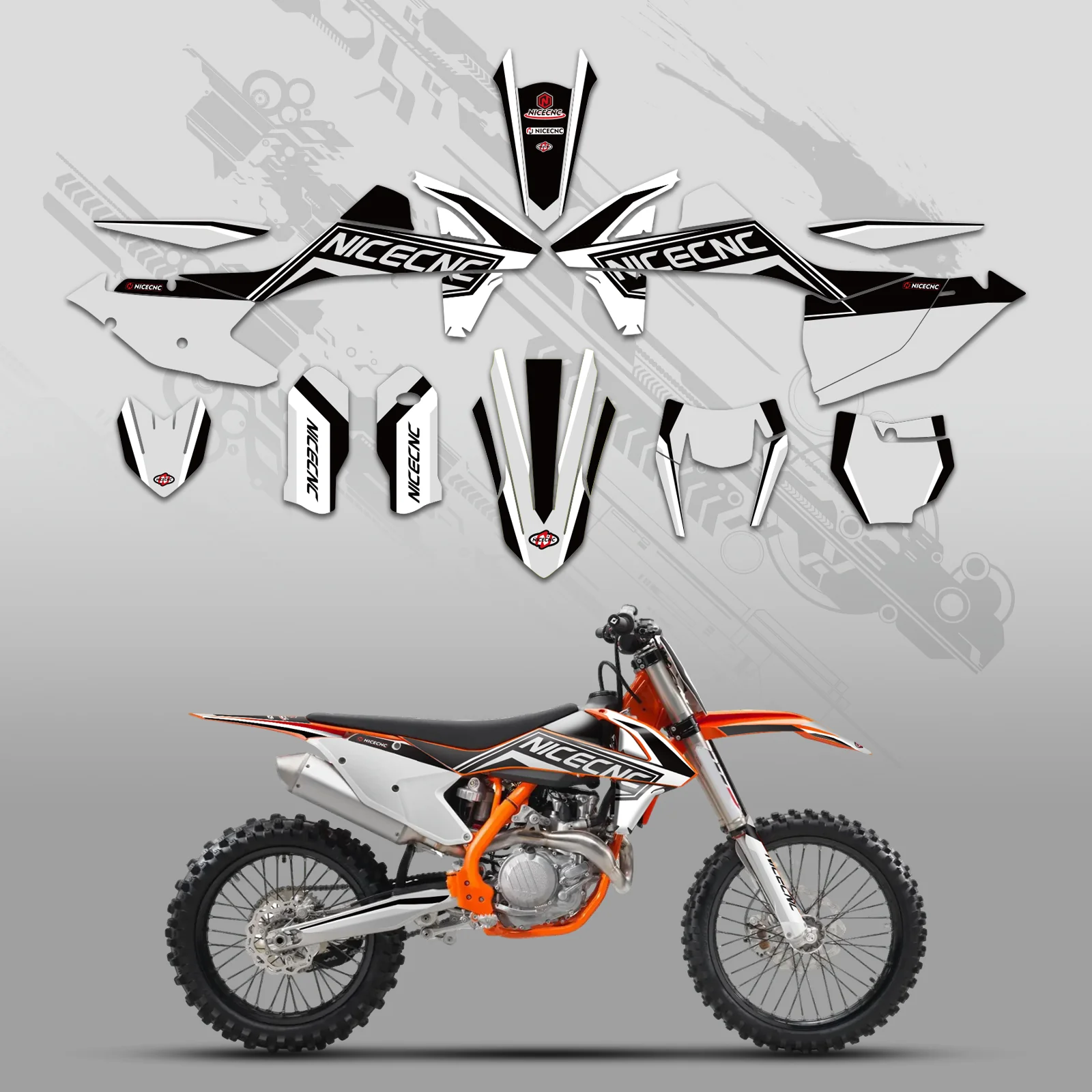Off-Road Bike Full Graphics Decals Stickers Kit For KTM SX SXF 125-450 2016-2018 - Image 3