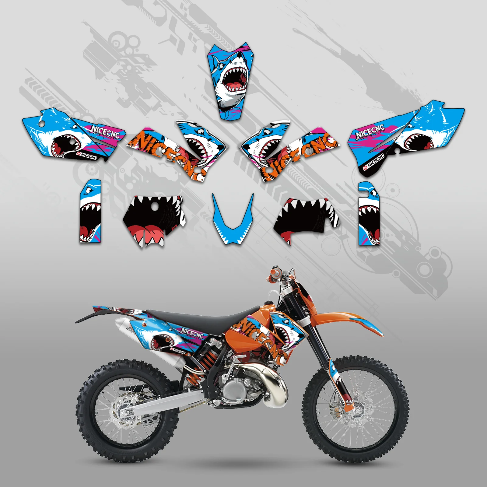 Off-Road Bike Full Graphics Decals Stickers Set For KTM EXC 2005-2007 - Image 5
