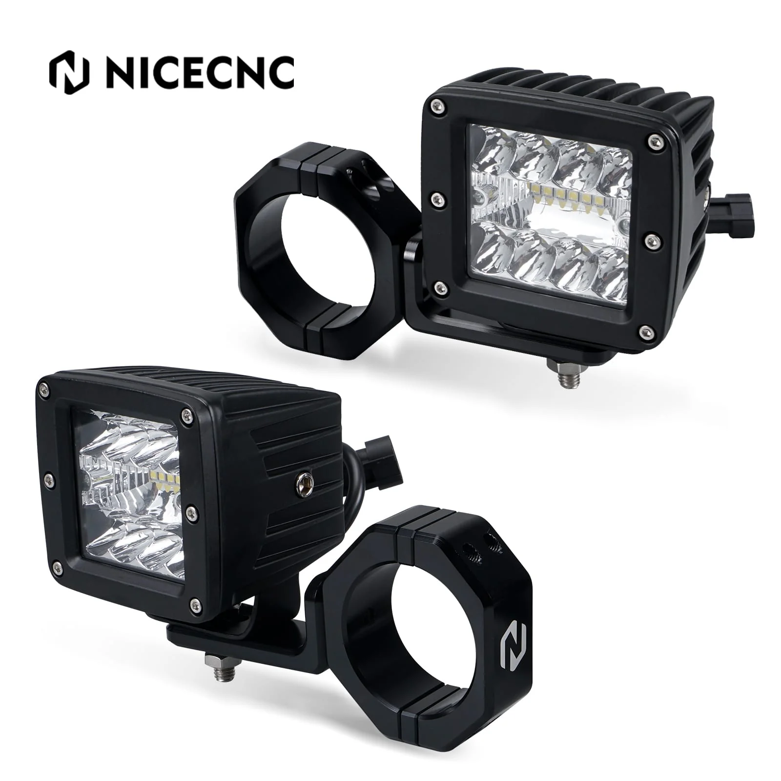 Backup Rear Pillar LED Work Lights w/Brackets For Polaris RZR XP 1000 Turbo - Image 6